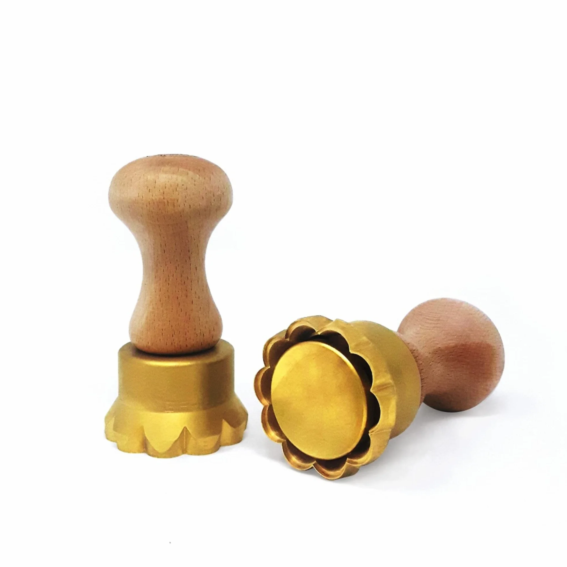 Stampo Tondo a Fiore Diametro 50 mm Ottone e Legno Made in Italy