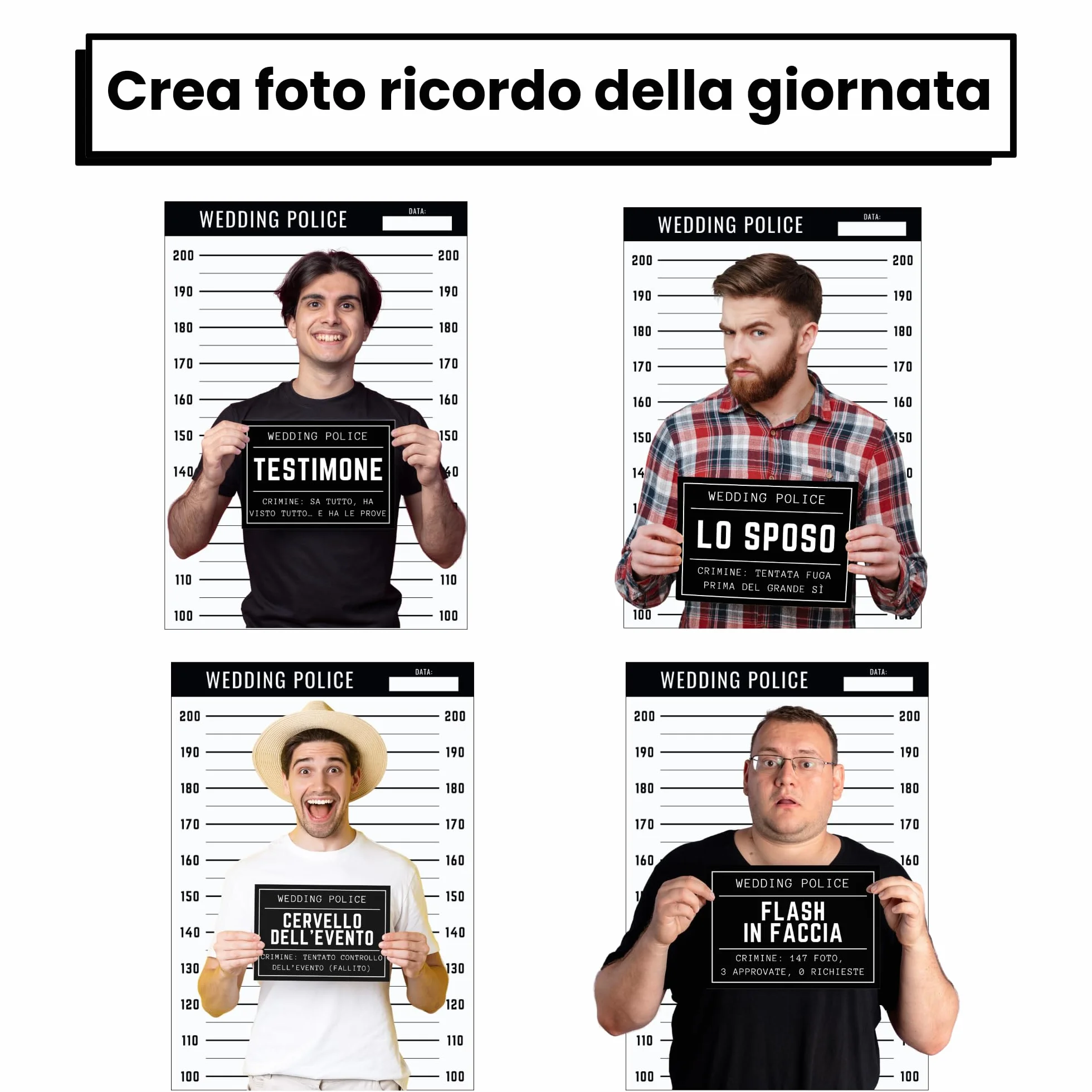 hOmty Kit Addio al Celibato Gadget Sposo Divertenti Stile Foto Segnaletica | Gadget Addio al Celibato Uomo (Celibato)