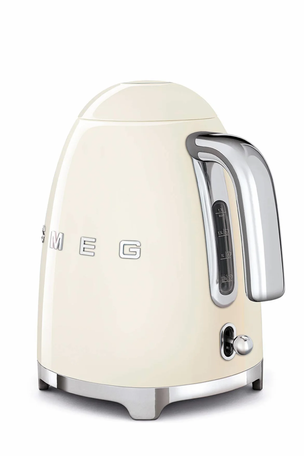 Smeg, Bollitore Elettrico KLF03CREU 1,7 L, Filtro Anticalcare Lavabile, Autospegnimento di Sicurezza, Indicatore Livello di Acqua, Base Antiscivolo e Avvolgicavo Integrato, Potenza 2400W, Panna