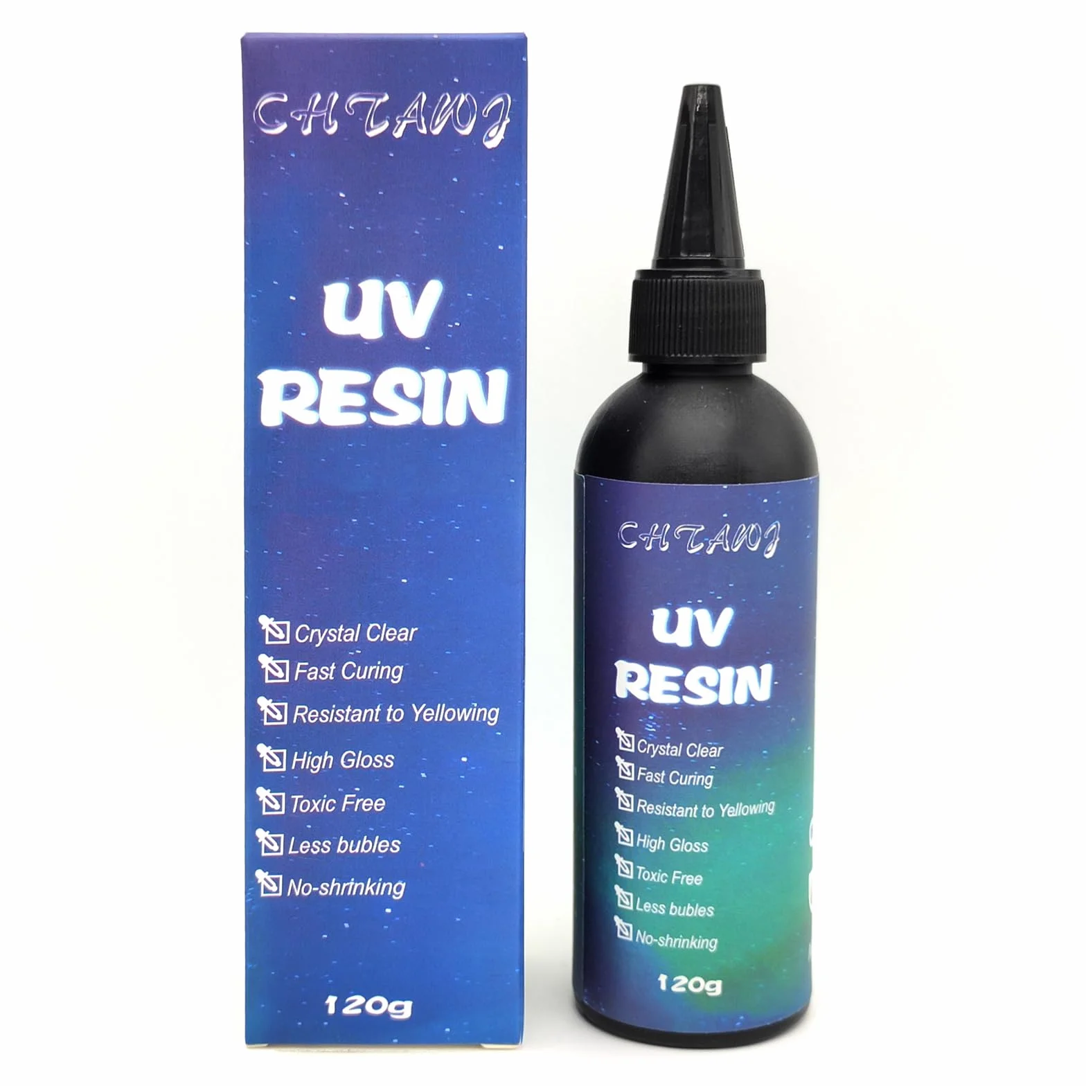 Resina UV Trasparente 120g Colla Epossidica Cristallina Polimerizzazione Ultravioletti per Gioielli Stampi Decorazioni