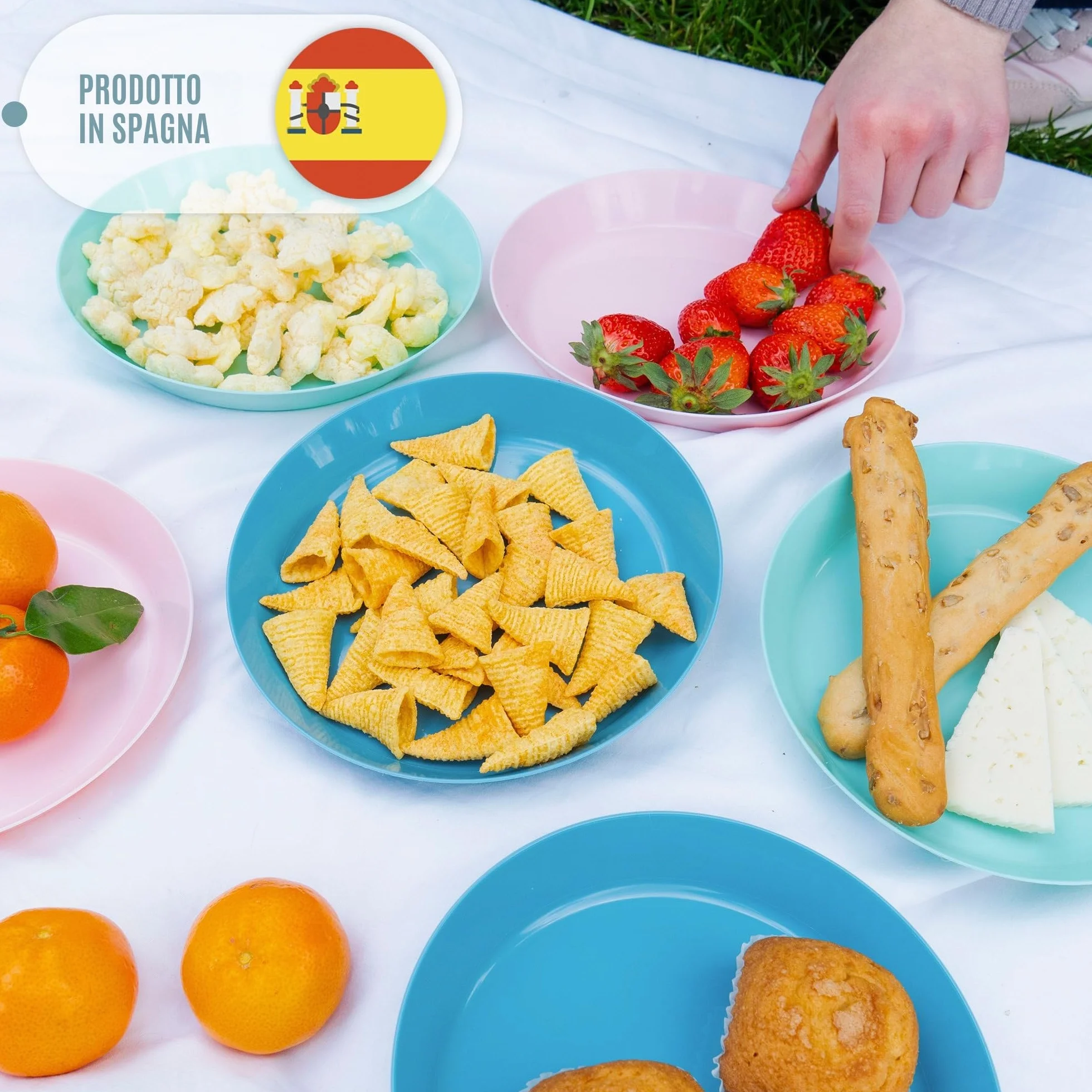 Piatti Plastica Rigida Lavabili 6 Pezzi Pastello per Campeggio Feste Microonde Lavastoviglie