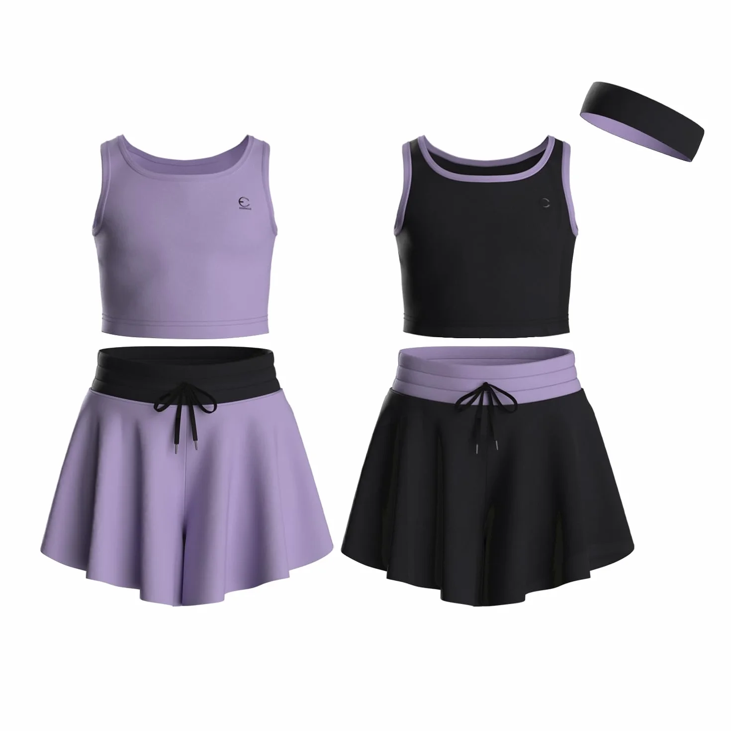 Girls Butterfly Shorts Skirts with Pockets & Athletic Sleeveless Tank Tops 5pc Set