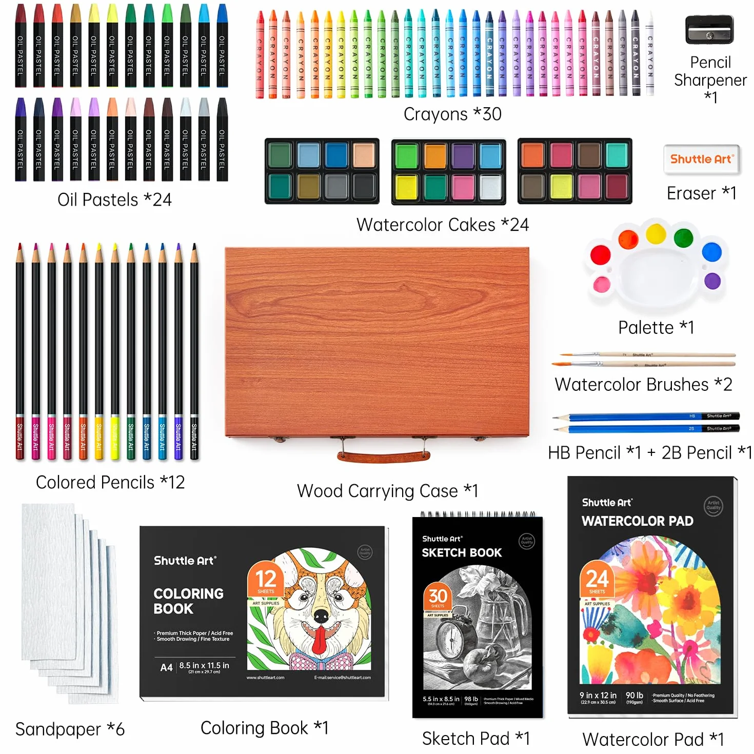 Set d’arte di luxe, Shuttle Art Kit d’arte con penne acriliche da disegno pastelli a olio acquoso pannelli di colore filigrana libri di colore acquoso Pad da disegno per bambini adulti