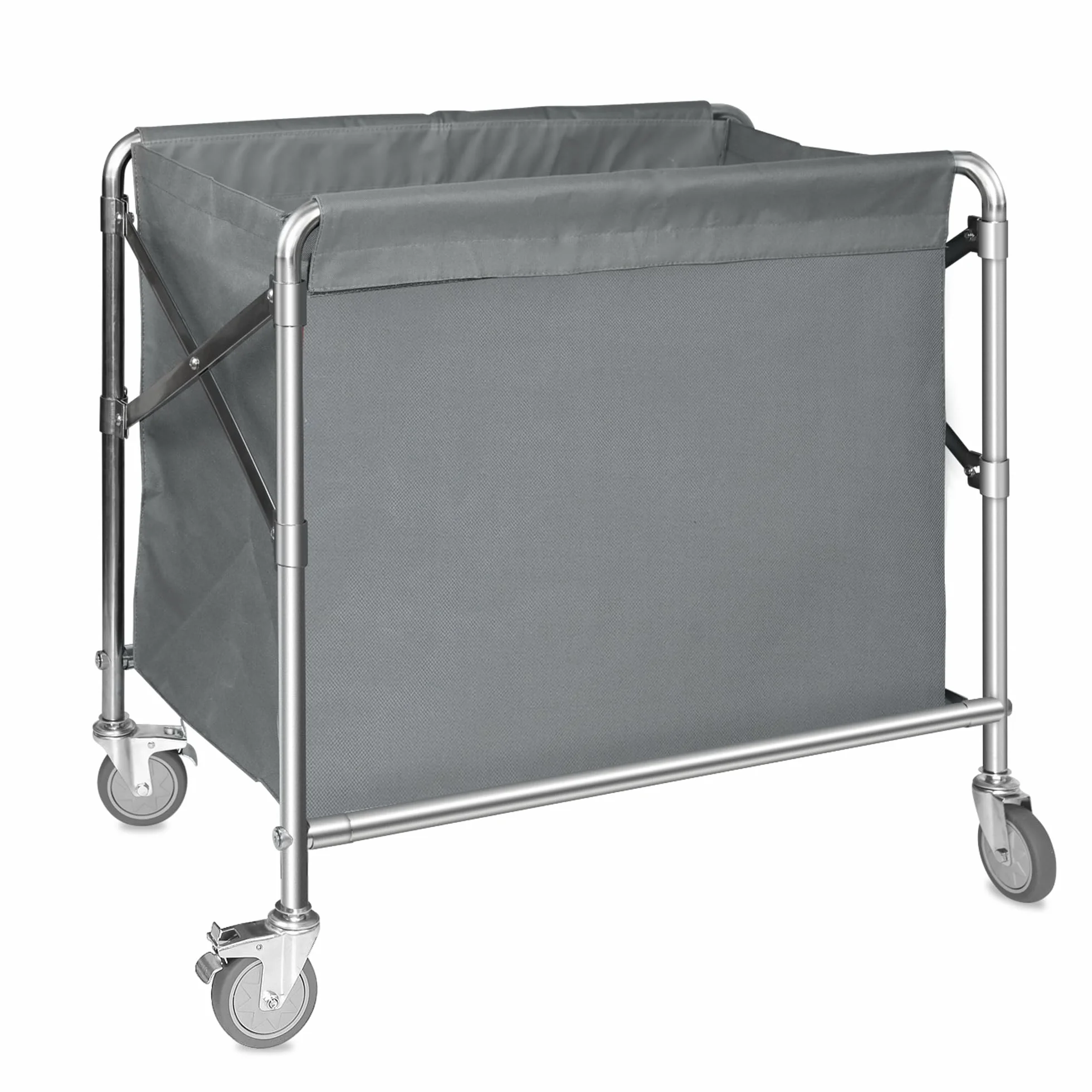 bimiti Carrello per la biancheria, in acciaio inox, con ruote, pieghevole, con portata di 100 kg, per la casa, hotel, 87 x 52 x 78 cm