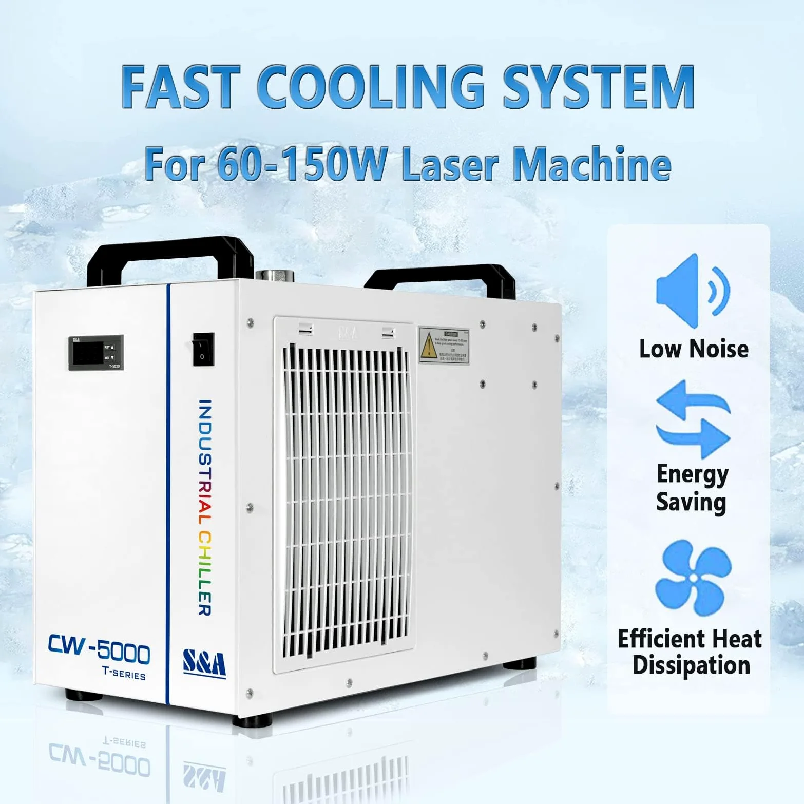 S&A EU Stock CW-5000TG 7L Refrigeratore di acqua industriale Genuine Industrial Water Chiller per macchina da taglio per incisore laser CO2 40W 50W 60W 80W 100W