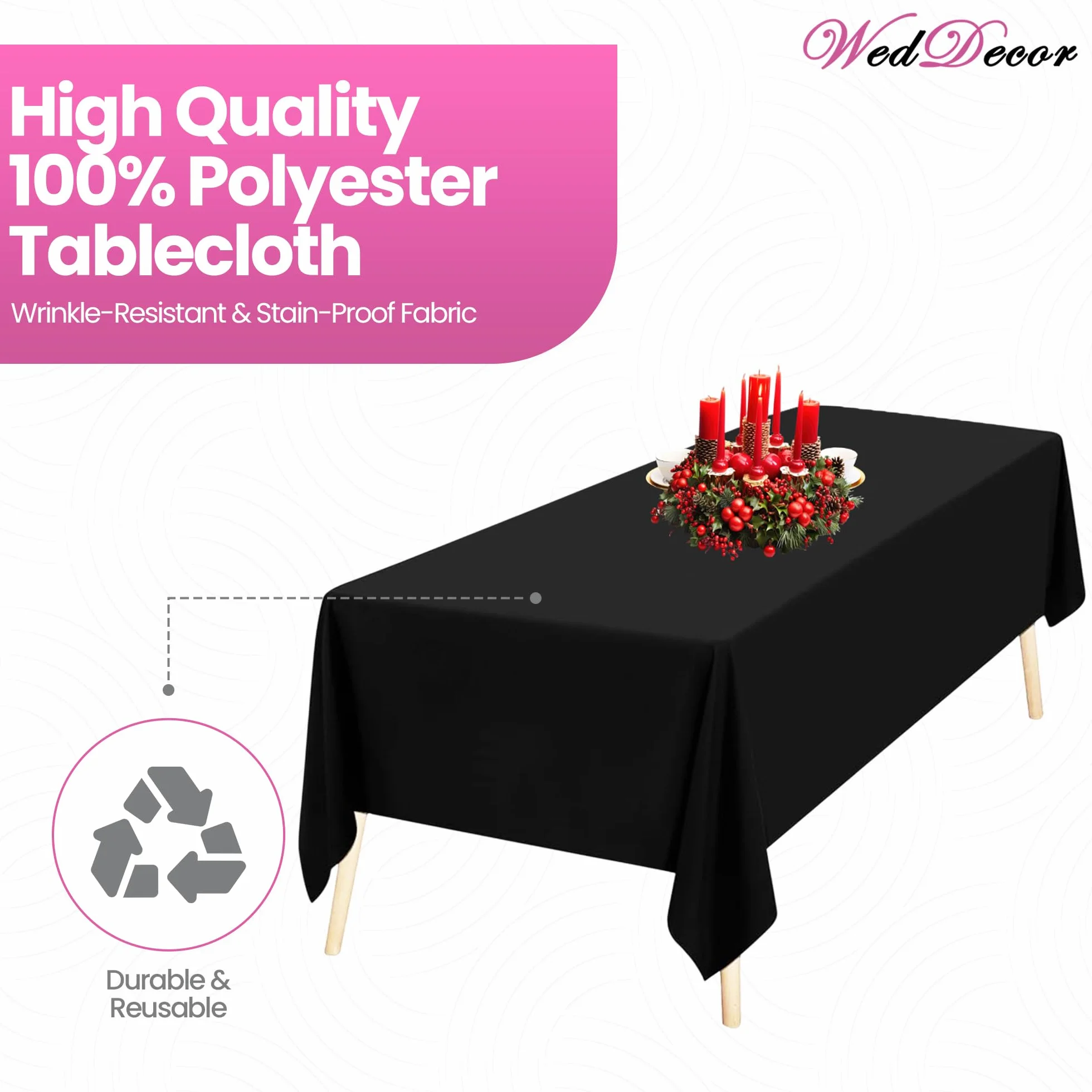 Weddecor Tovaglia rettangolare in tessuto di poliestere resistente, di alta qualità, 200 x 300 cm, per matrimoni, compleanni, anniversari, cene, feste, eventi