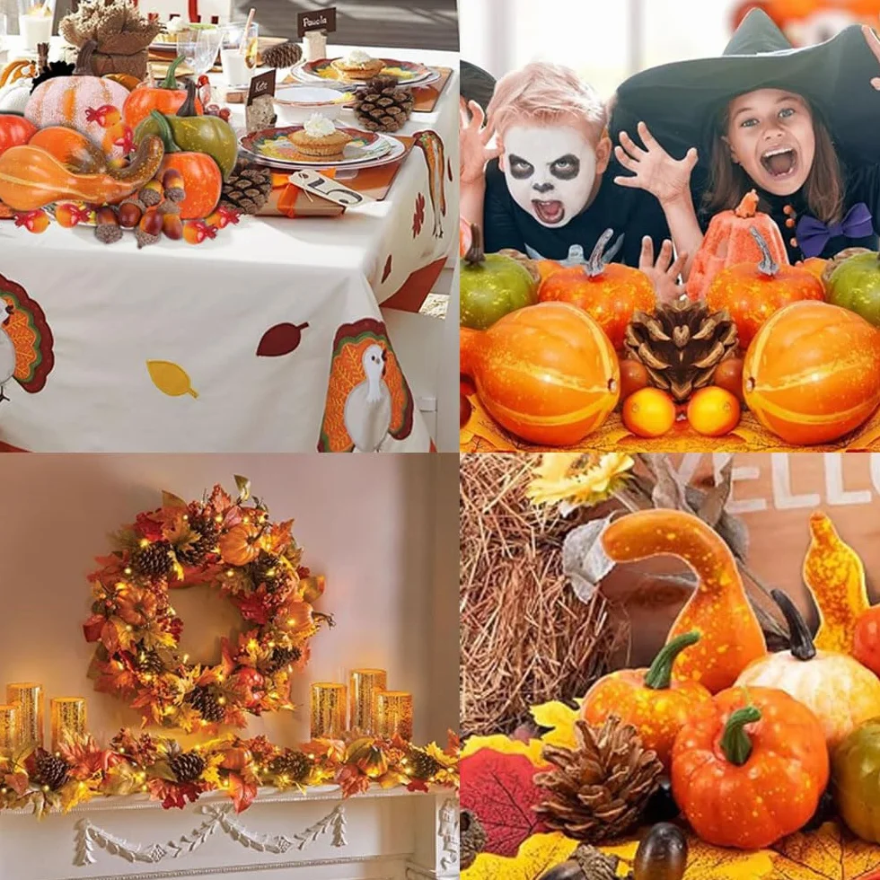 70 Pezzi Set Decorazioni Ringraziamento Zucca Raccolta Pigne Autunno Halloween
