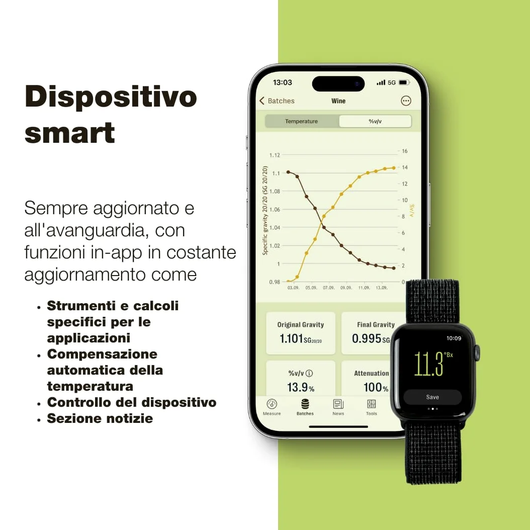 EasyDens Densimetro digitale Anton Paar – Bluetooth per misura precisa di alcol, zucchero ed estratto | Test rapido di gradazione alcolica (ABV) per birra, vino, kombucha e distillati artigianali.