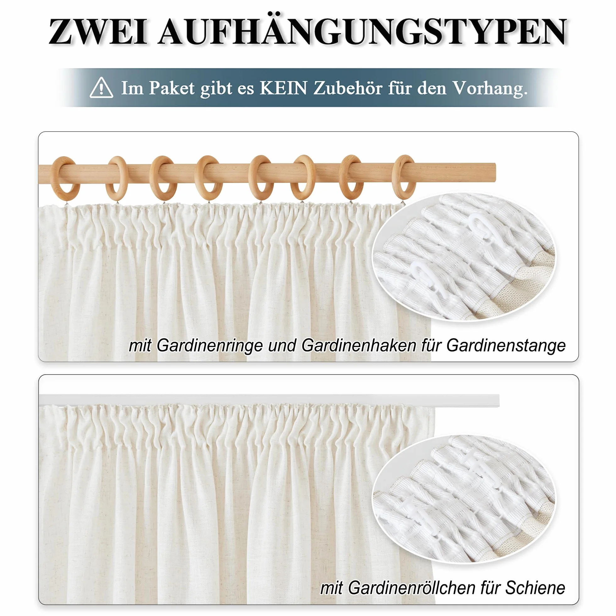 PONY DANCE Tende Lino Soggiorno 2 Pezzi 140x300 cm 200g/m² Semitrasparenti Crema