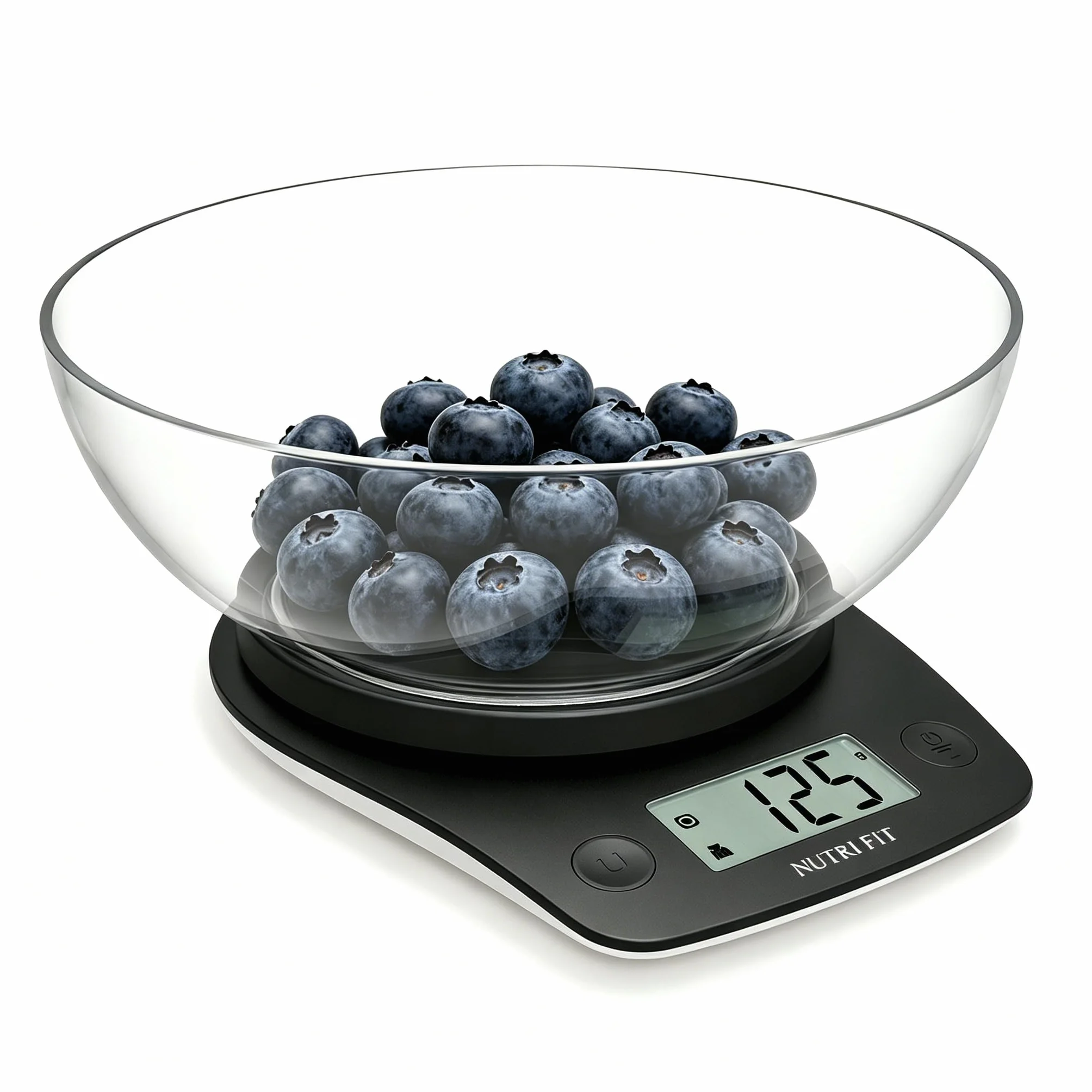 NUTRI FIT Bilancia digitale per alimenti con ciotola da 2L, bilancia da cucina digitale per cucinare once e grammi, 4 unità con precisione 0,1 oz/1 g, ampio display LCD-Nero