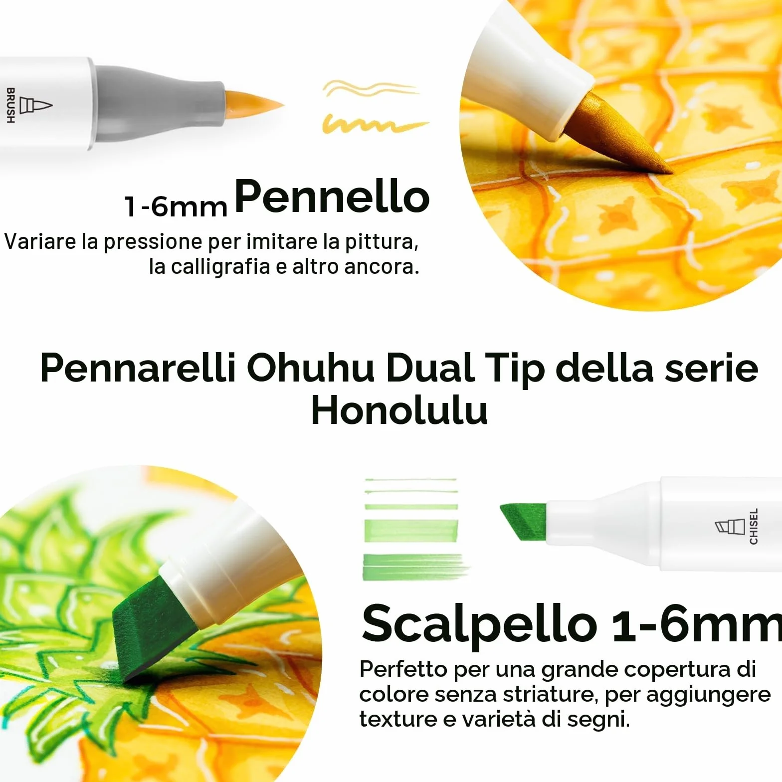Ohuhu Pennarelli ad Alcool 48 Colori, Doppia Punta Pennello e Punta Fine per Artisti Colorazione e Illustrazione