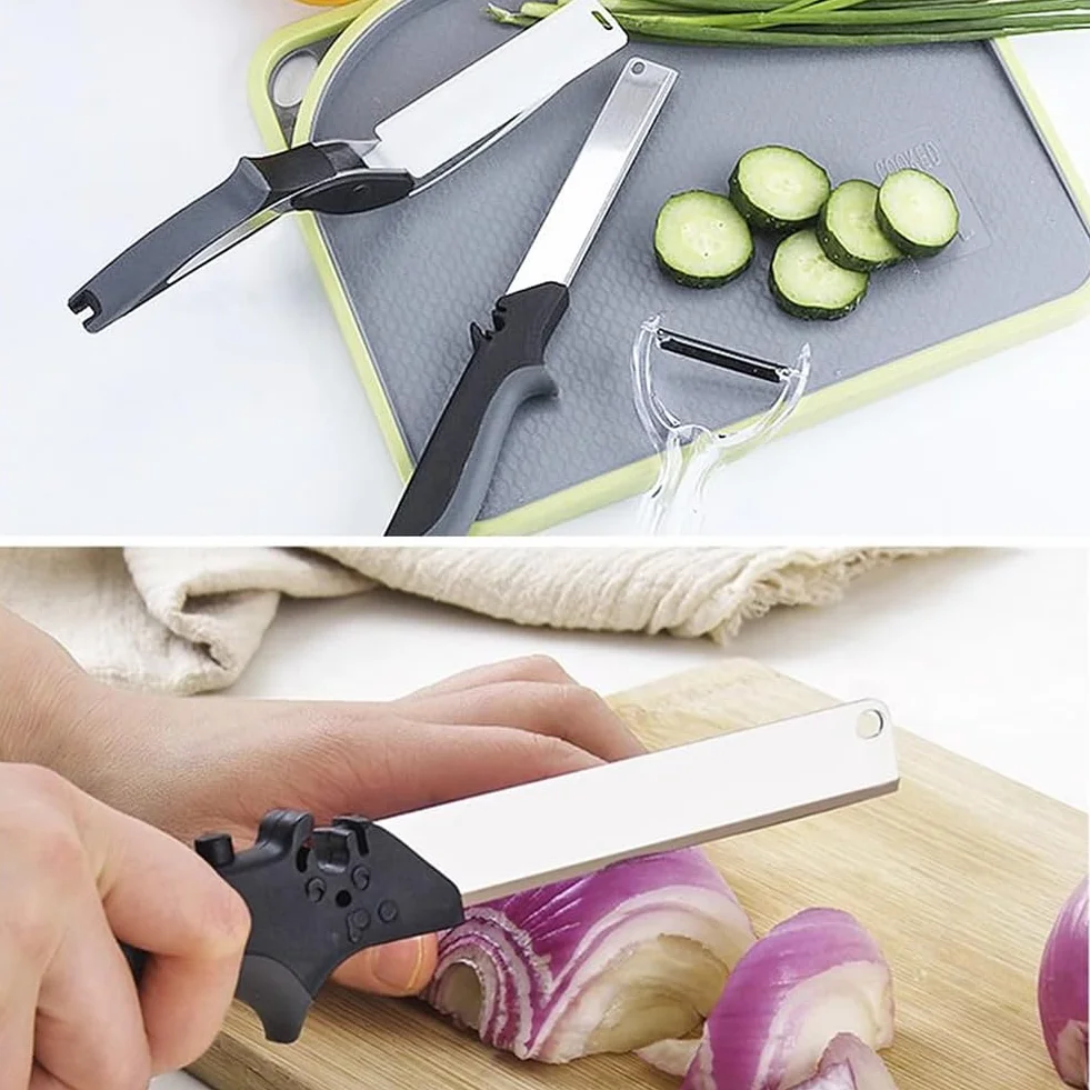 Vicloon forbici in acciaio inox antiscivolo per frutta, verdura e spezie con pietra affilatura