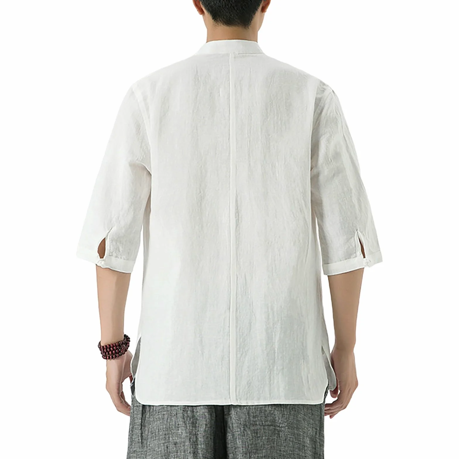 Camicia da Kung Fu uomo cotone lino stile tradizionale cinese giacca maniche lunghe Tai Chi