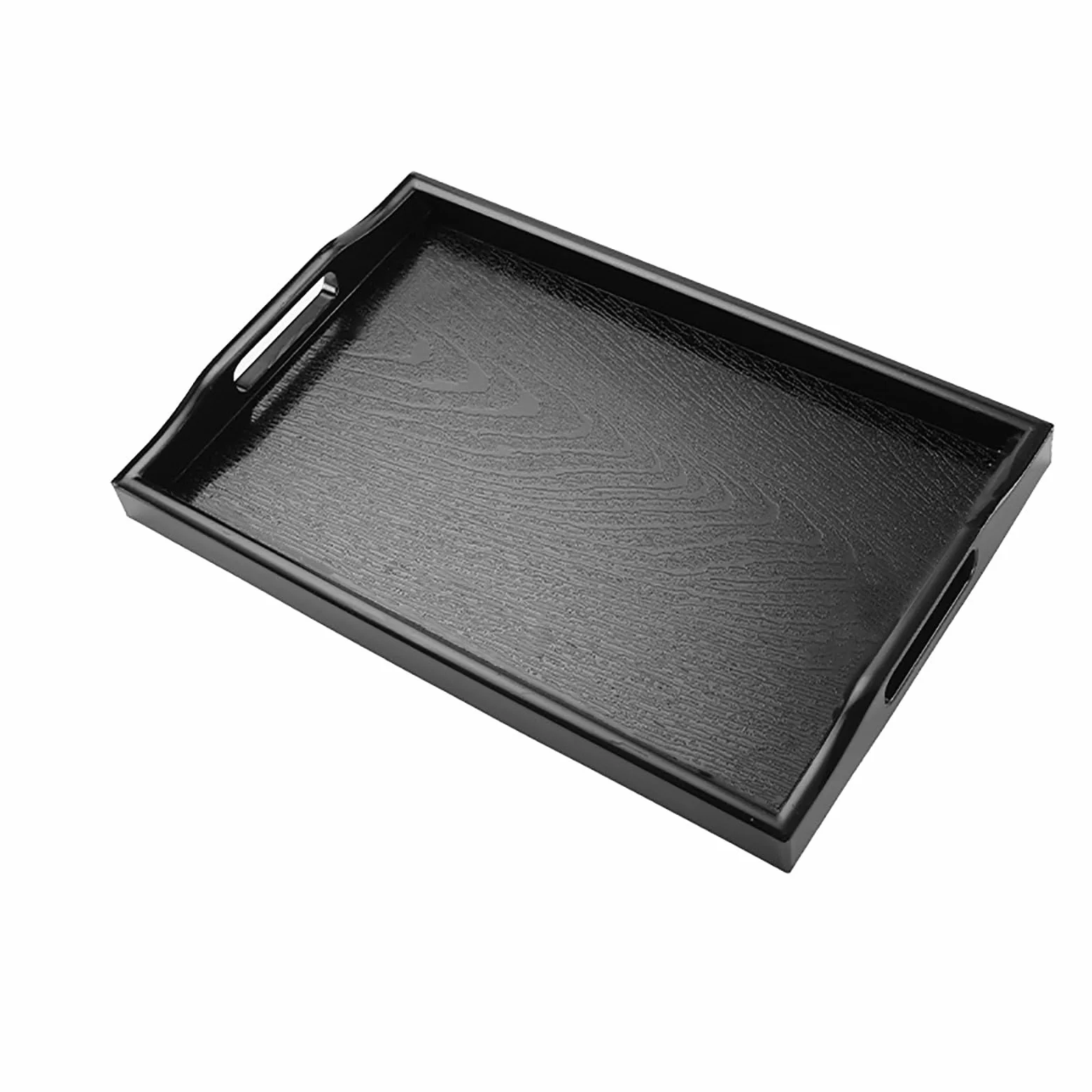 ROMOZ 2 PCS ABS Serving Tray with Handles, Home Decorative ABS Rectangle Platter Vanity Tray for Breakfast Dinner Drinks Kitchen Dining Living Bathroom Restaurants 60 * 40 * 2.8CM