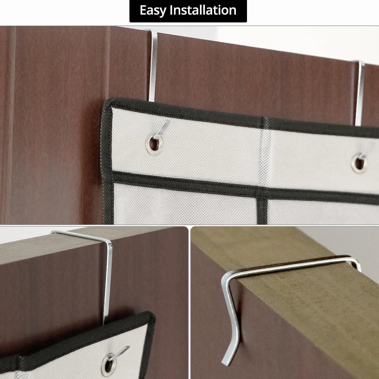 QWORK Portaoggetti da appendere alla porta 12 tasche grandi bianco