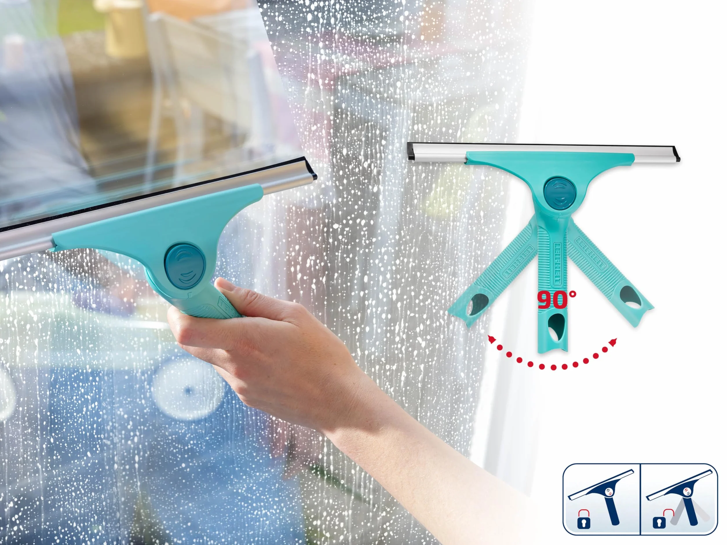 Leifheit tergivetro 2in1 M Pro Reach, pulisci vetri doccia 28cm, angolo regolabile, Click System