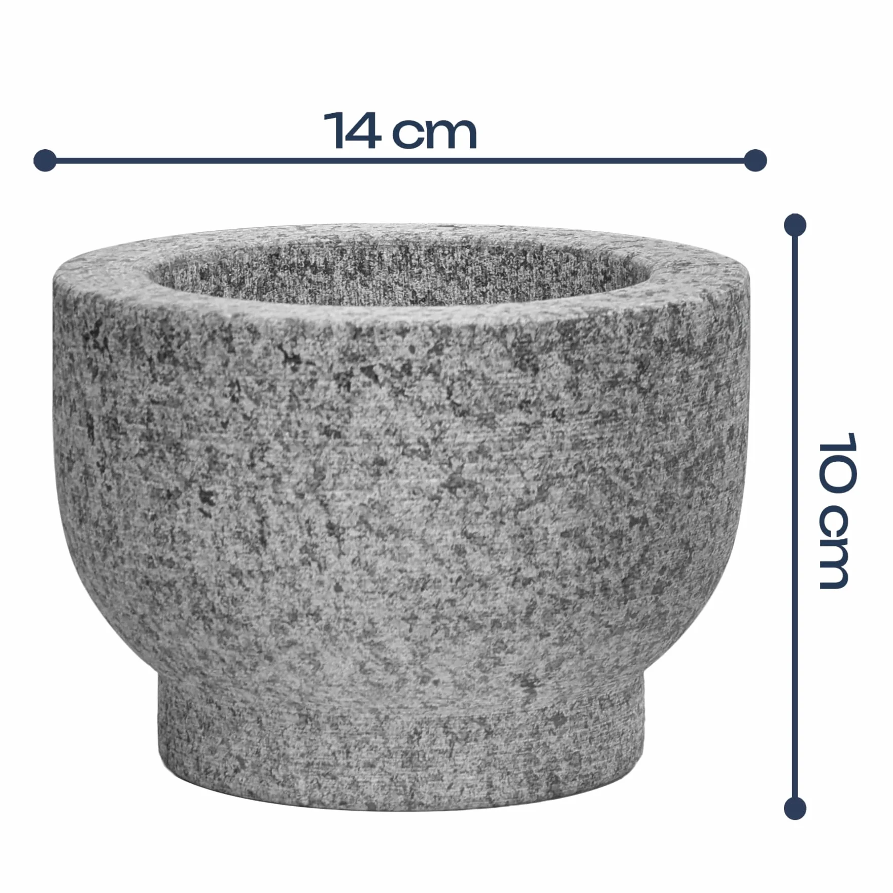 Mortaio con pestello in granito XXL, pietra naturale, tritatutto per erbe, noci, aglio, contenitore massiccio, accessori da cucina (grigio)