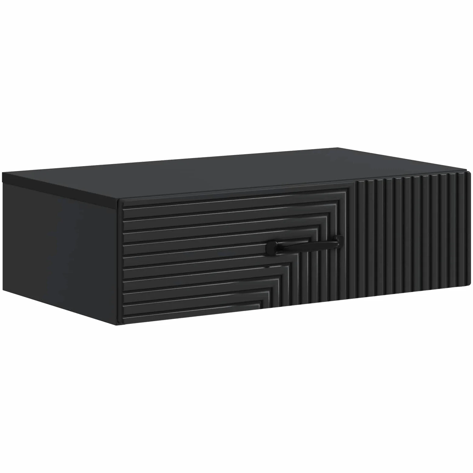 Tavolino da parete in legno nero, 59 x 34,5 x 17 cm, con cassetto, per soggiorno, corridoio, ufficio, versatile come ripiano e organizer