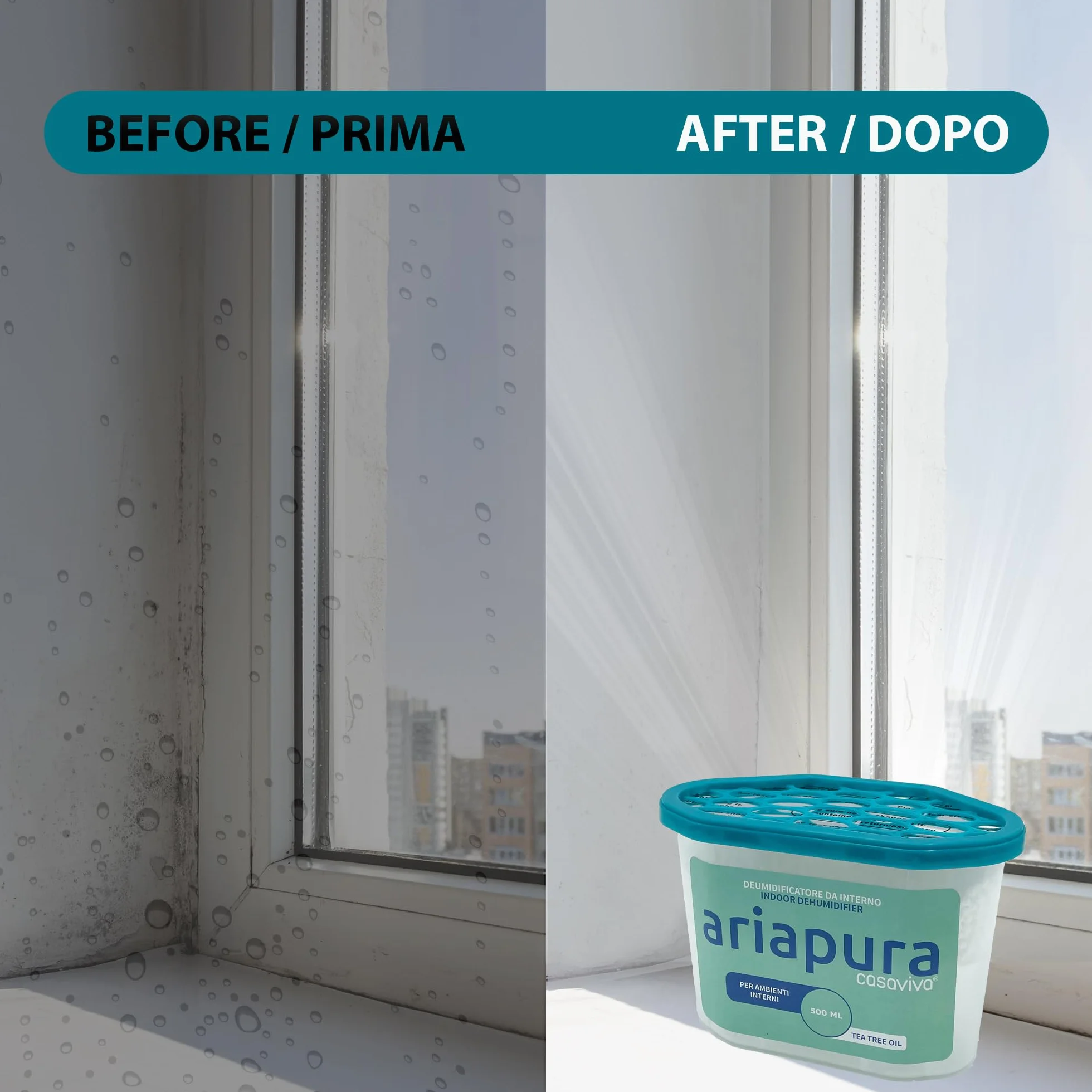 Deumidificatore casa muffa, assorbi umidità per ambienti con Cristalli Idrofili da 500ml (12 PACK) con Aromaterapia 2023, Ariapura