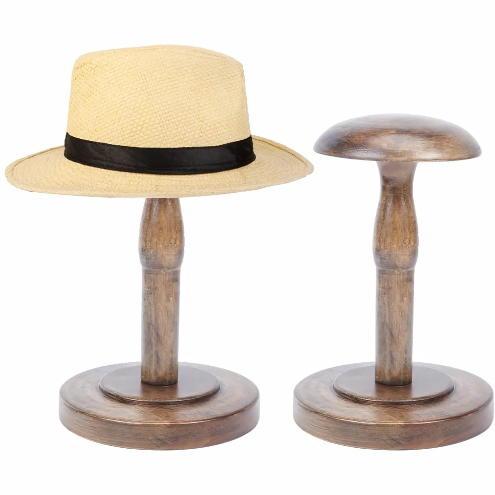 Portacappelli Da Tavolo in Legno Vintage Marrone, Porta Parrucche e Organizzatore per La Casa