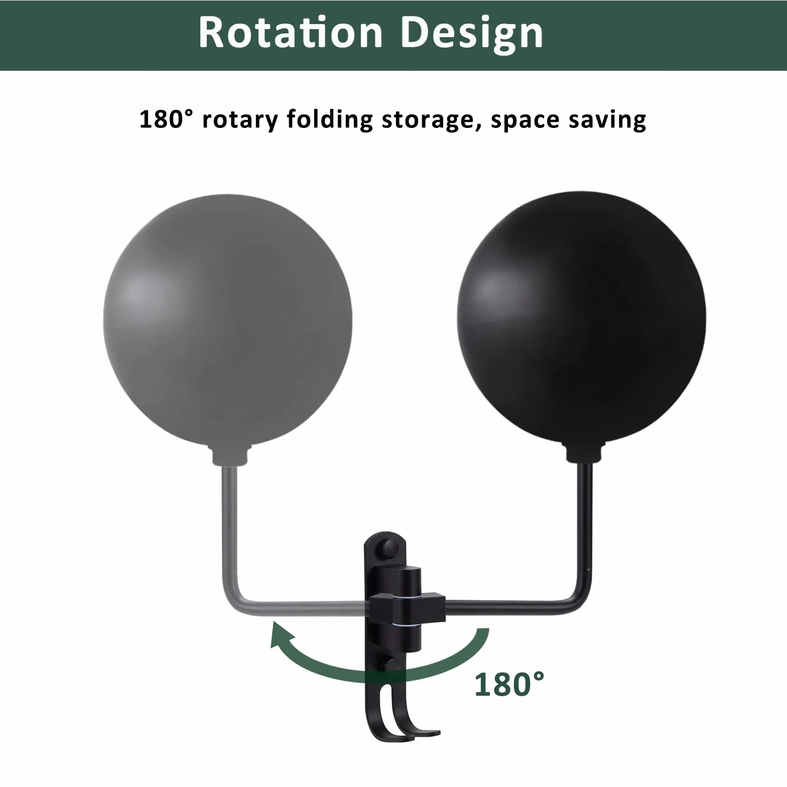 Tunejoy Porta Casco Moto da Parete Supporto per Casco da Moto Rotazione di 180 ° per Cappello Girevole a Parete Elmetto Casco per Bicicletta Espositore Nero