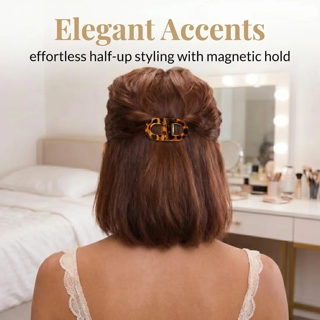 Pinze Per Capelli Magnetiche a Forte Tenuta Professionale Stile Stampa Leopardata