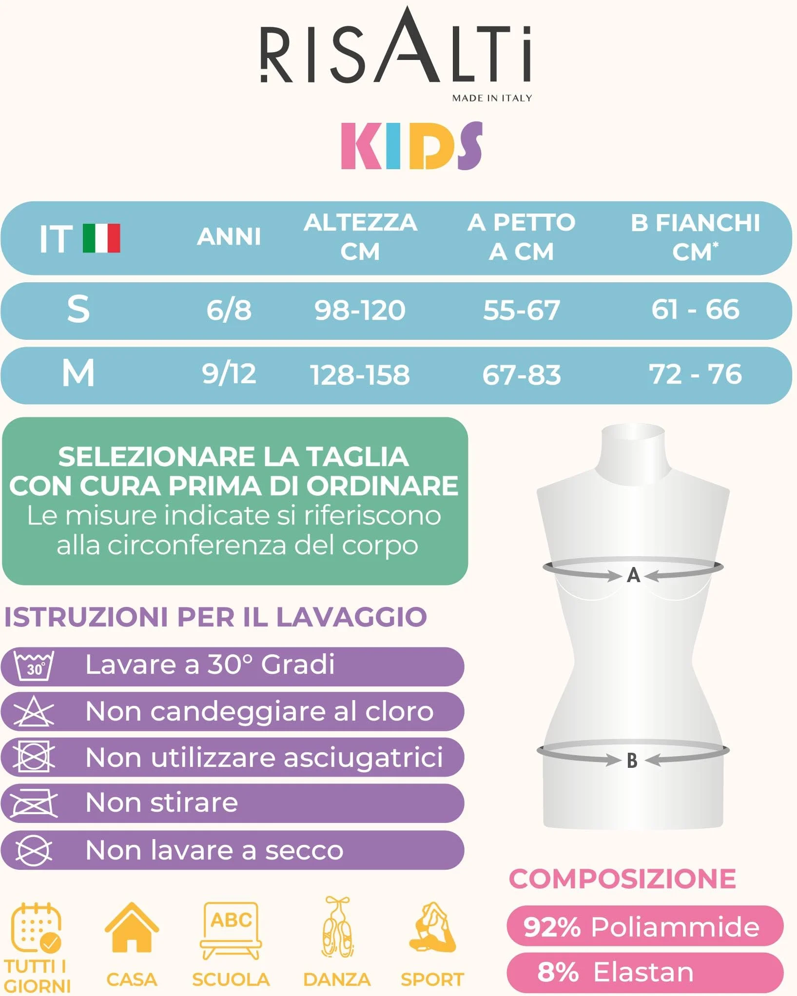 Risalti Top Bambina Olimpionico Microfibra 3 pz - Top Sportivo Senza Cuciture, Reggiseno Ragazza Seamless Made in Italy