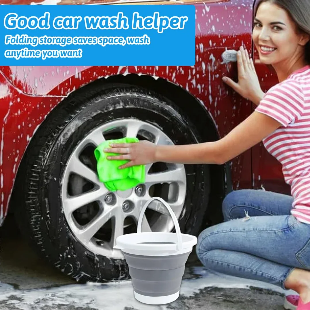 Secchio Pieghevole, Secchio per Pulizie Silicone Richiudibile Salvaspazio, da 3 L con Manici, Catino per Bucato, per Lavaggio Camping, Bacinella Portatile per Esterni, Pesca, Casa & Auto