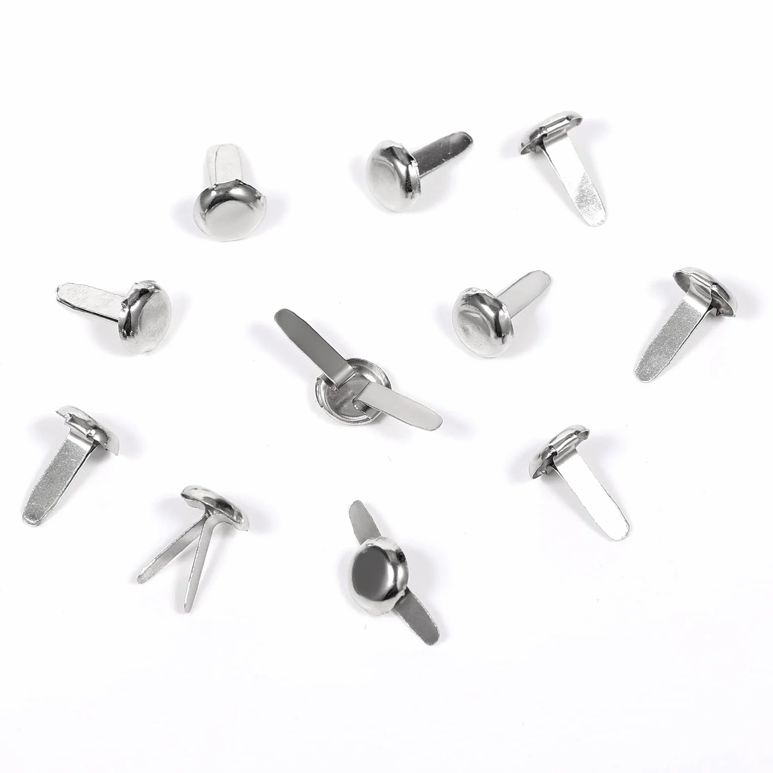 AIEX 600 fascette in metallo parigino in carta tonda fascette in rame spille, per progetti di bricolage, scrapbooking, ufficio, 12 x 8 mm (argento)