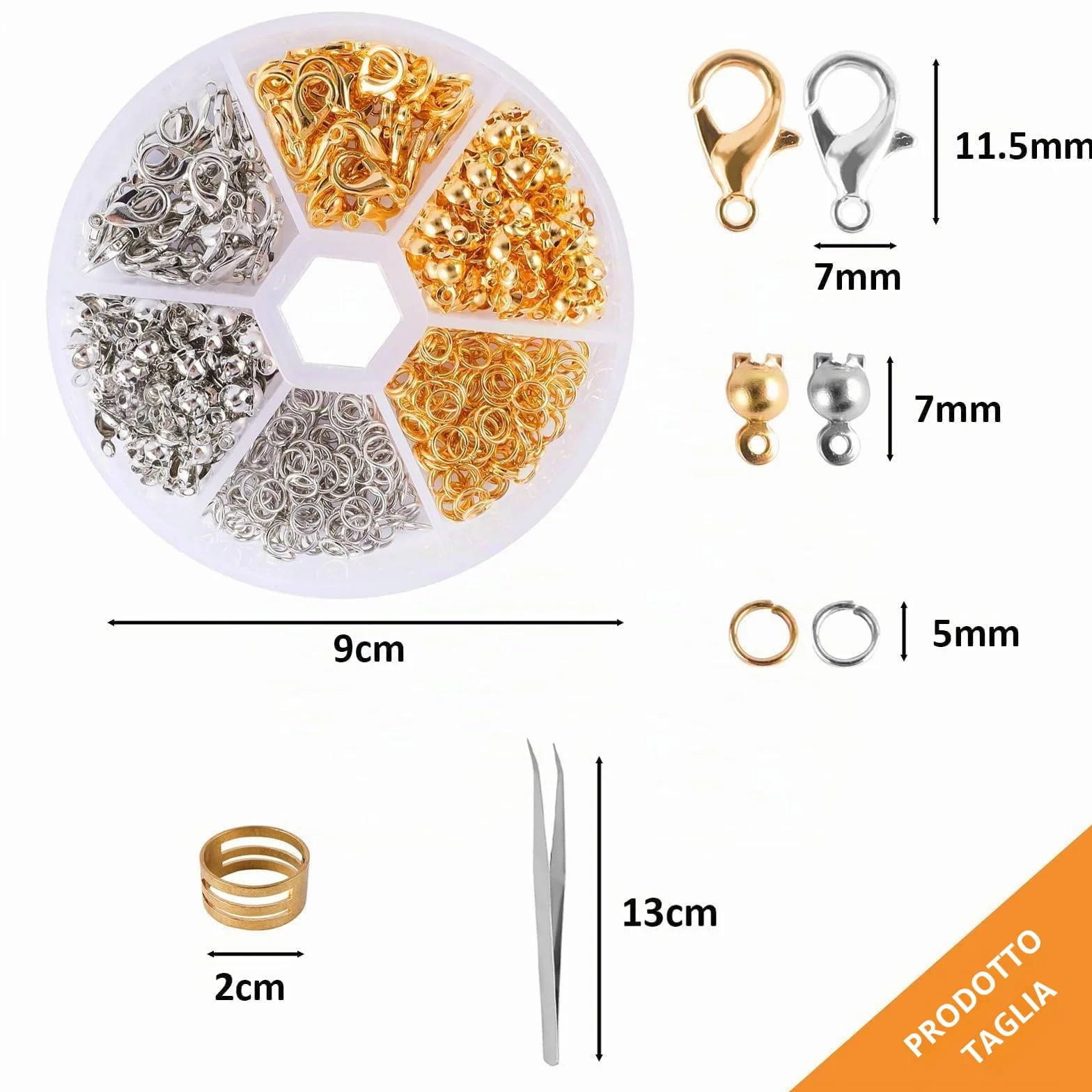 462 chiusure a moschettone per kit per la creazione di gioielli, con connettori ad anelli aperti, kit per la creazione di braccialetti per gioielli fai da te con apribottiglie e pinzette