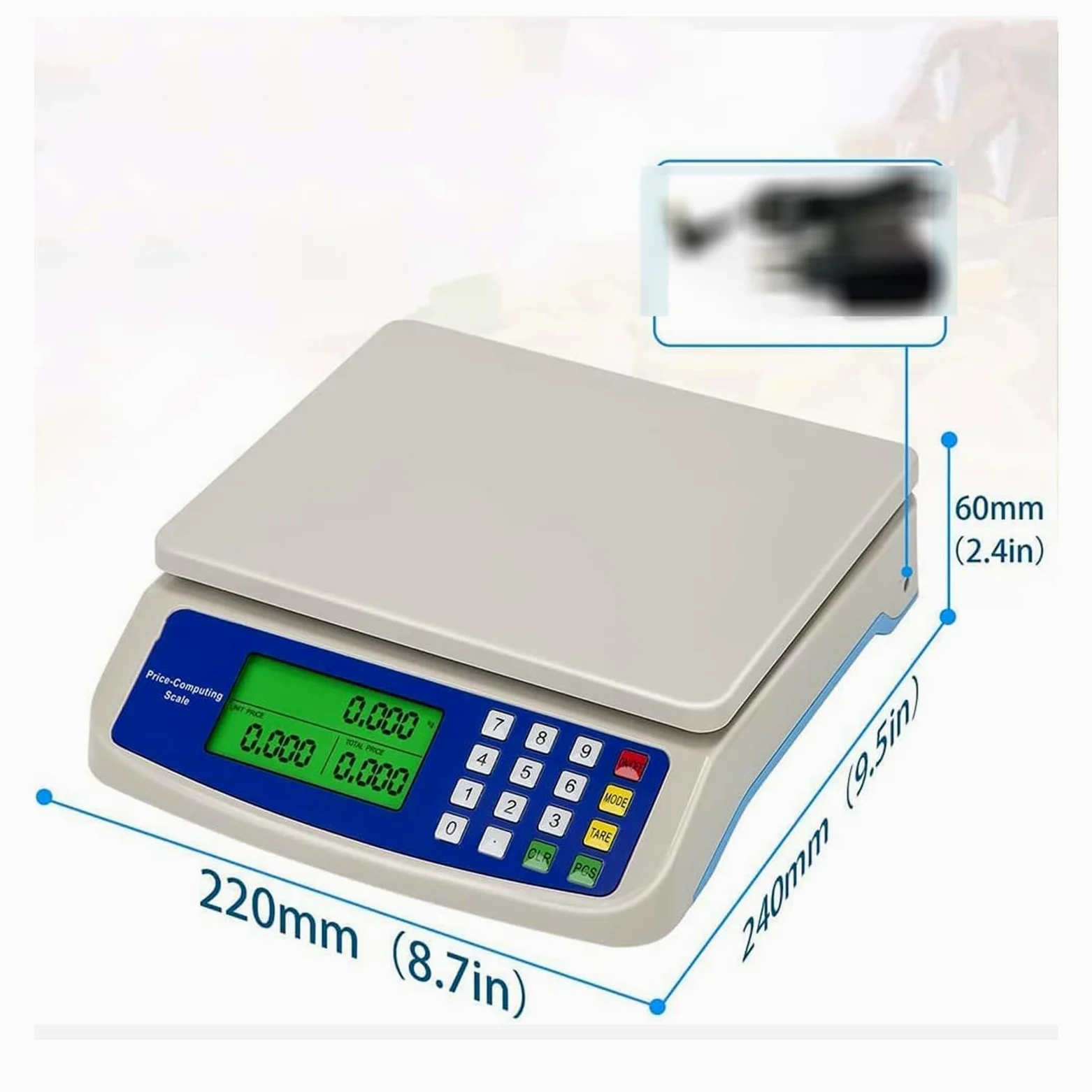 Bilancia elettronica digitale, bilancia da cucina da 30 kg/1 g, bilancia alimentare in acciaio inossidabile, bilancia da negozio commerciale, bilancia da tavolo con display LCD per punti vendita