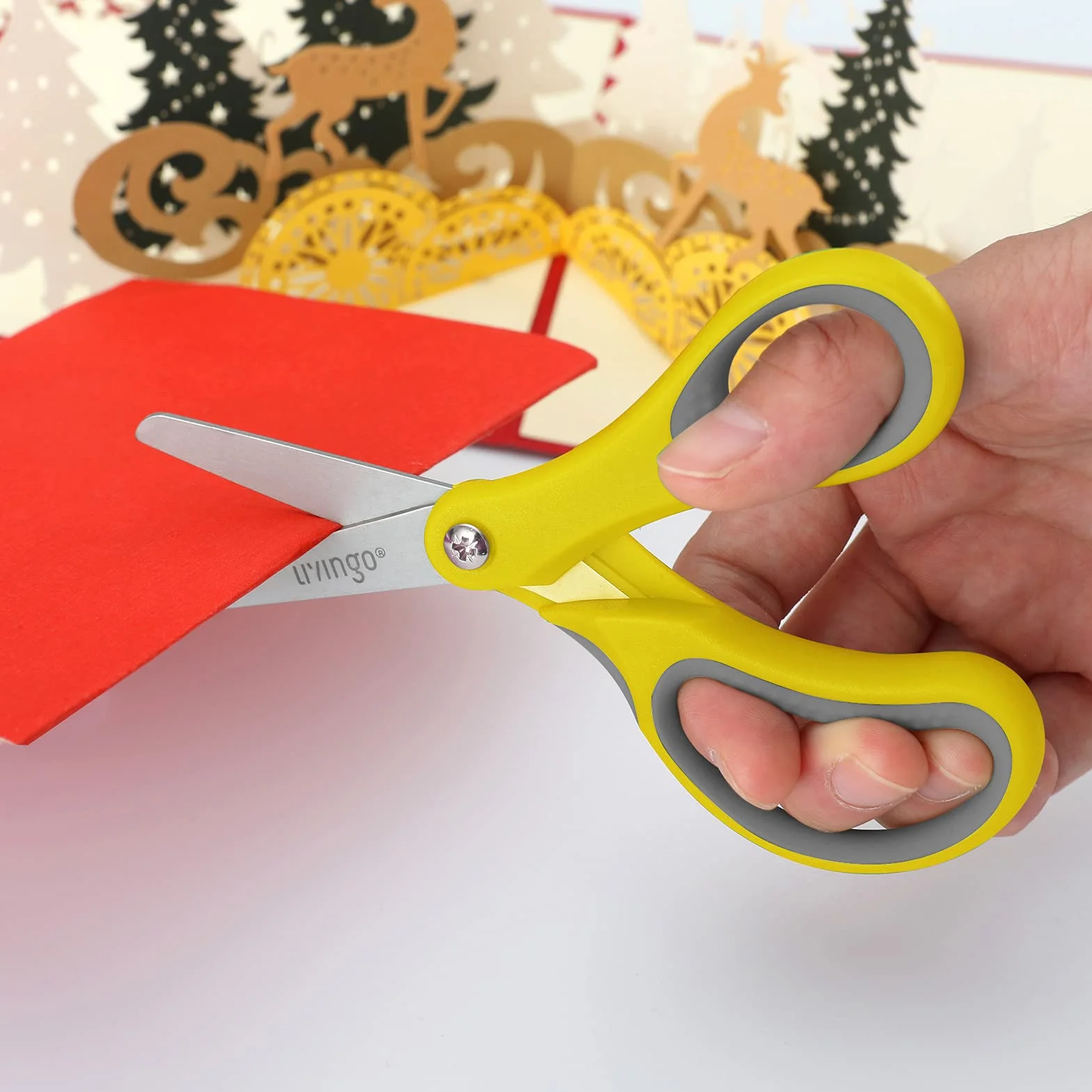 Forbici per Bambini 12,7 cm Acciaio Inossidabile Punta Arrotondata 3 Pezzi Arancione Giallo Blu