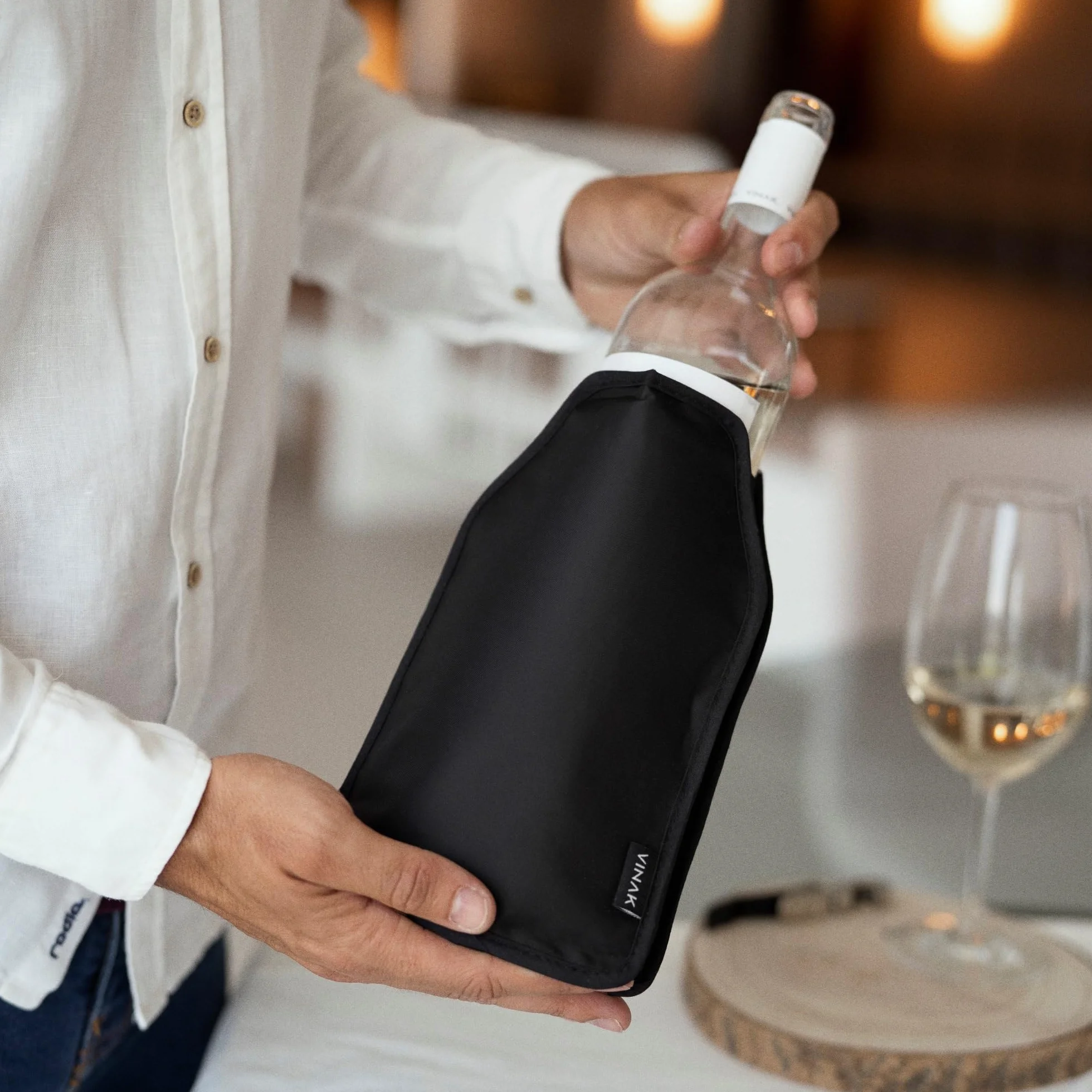 VINAK XPERT Manicotto Raffreddatore per Bottiglie di Vino 5 Strati Isolanti Nero