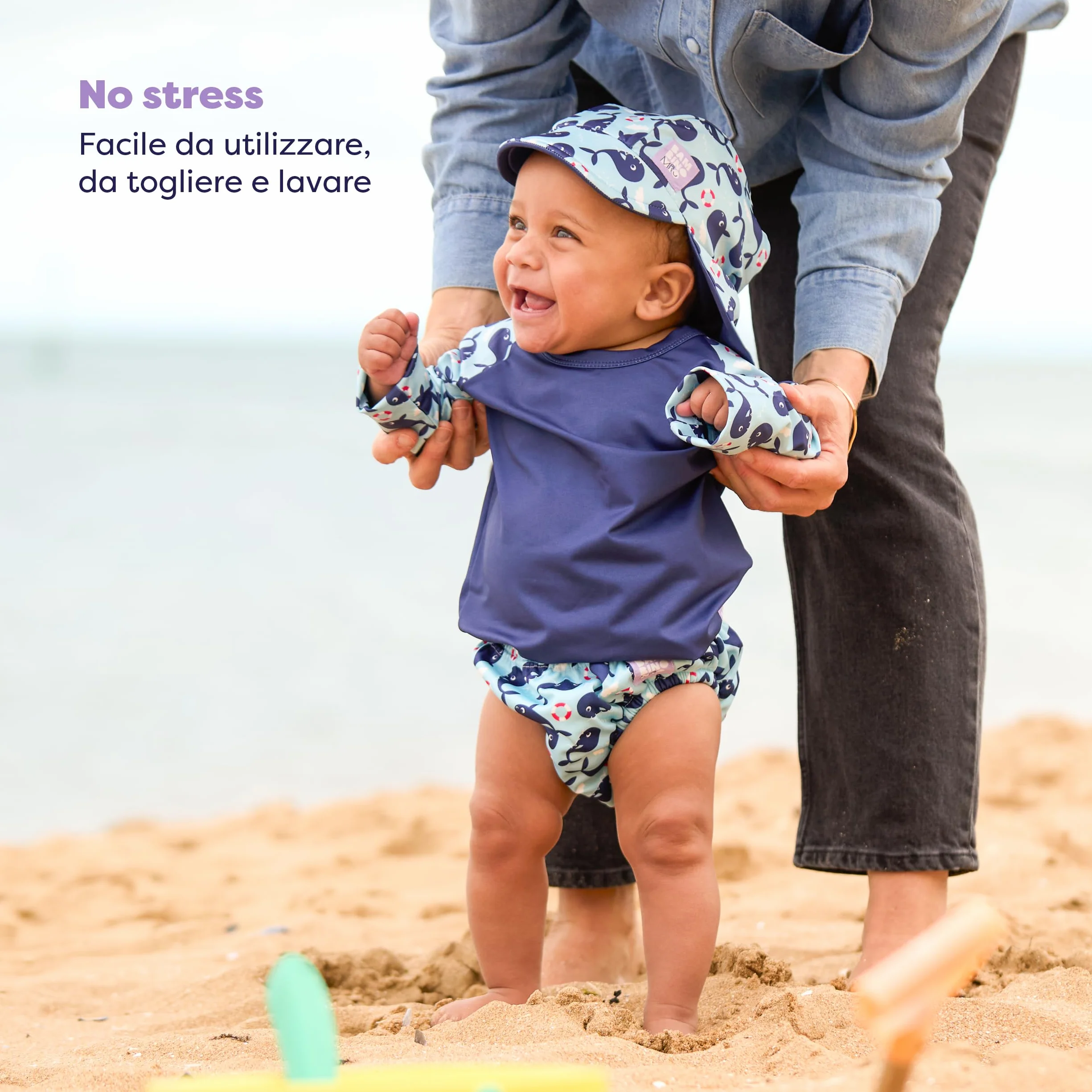 Bambino Mio Top Nuoto Maniche Lunghe Protezione UPF40+ 1-2 lat Balena Blu