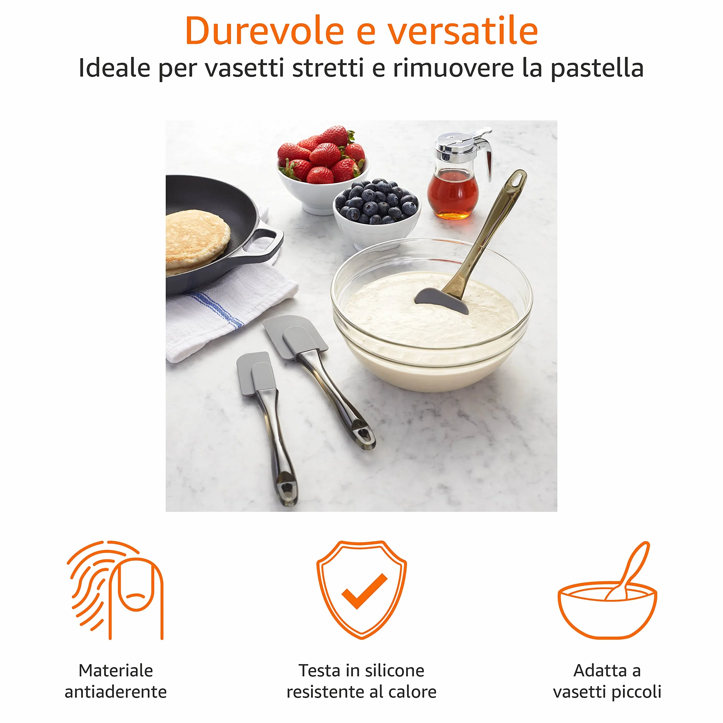 Amazon Basics Spatole in silicone set da 3 pezzi Grigio