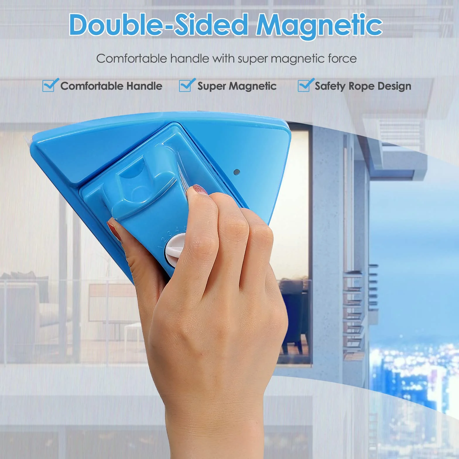 Detergente per vetri a doppia faccia Tergicristallo 5 Spazzola per pulizia magnetica regolabile per Vetro Spessore 4-28mm Strumento per la pulizia magnetica del vetro