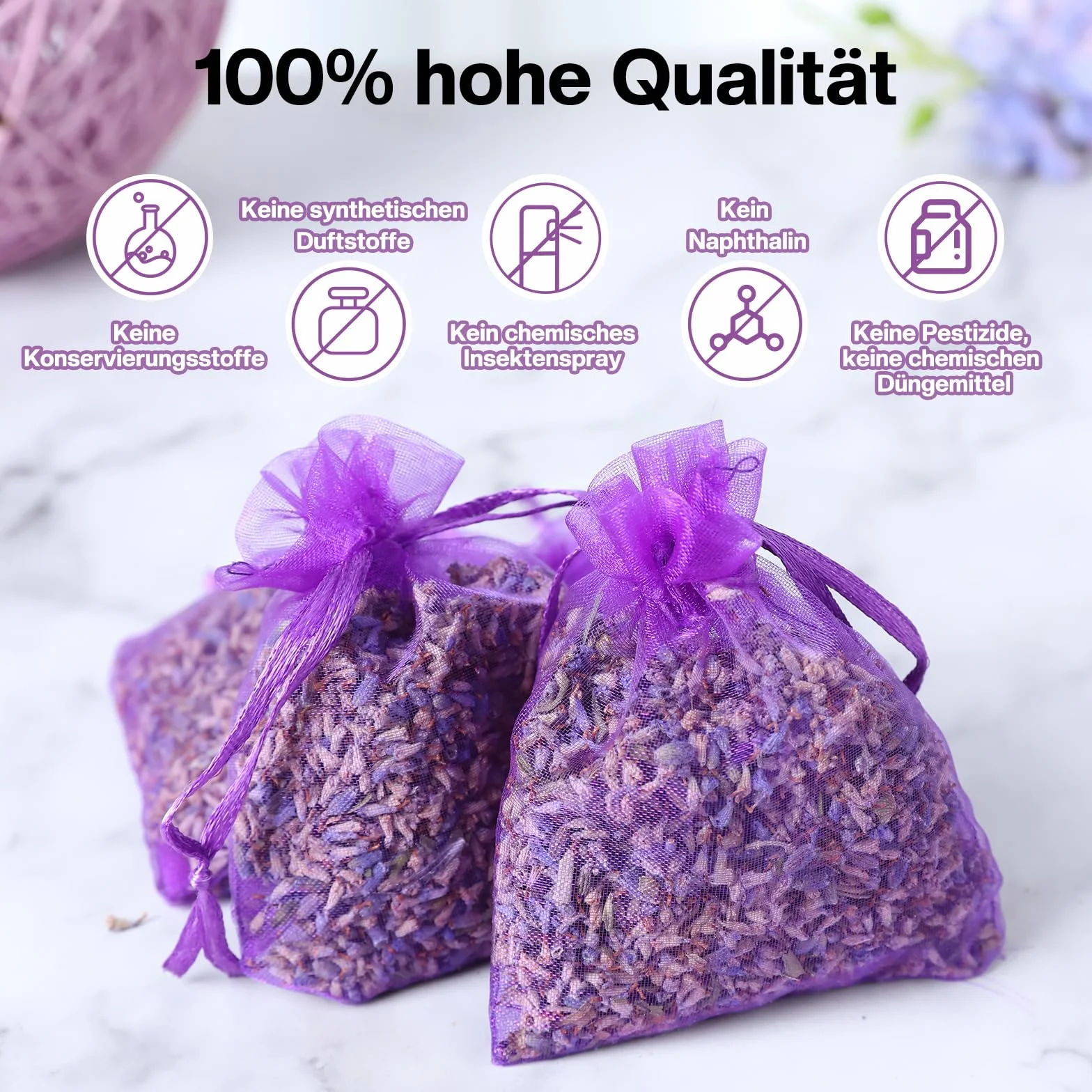 Sacchetti Profumati Lavanda - 20x Lavanda Vera Essiccata - Antitarme per Armadi Vestiti, Guardaroba, Cassetti - Profumatori Ambiente