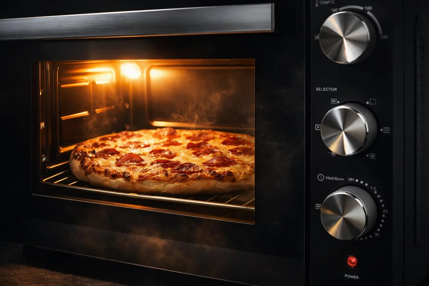 Forno Elettrico Ventilato 52L Doppio Vetro 6 Funzioni Cottura 90-230°C Timer 60 Min Luce Interna Pareti Antiaderenti