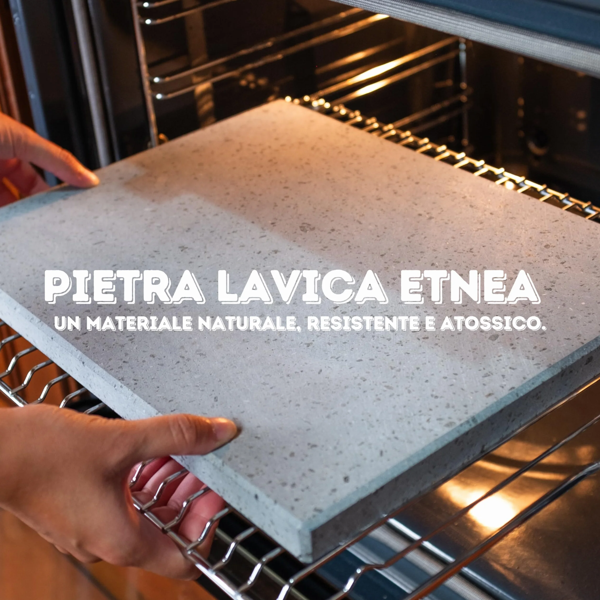 CUORE LAVICO Piastra Refrattaria in Pietra Lavica Etnea per Pizza 39x30x2 cm Forno a Gas Elettrico Barbecue