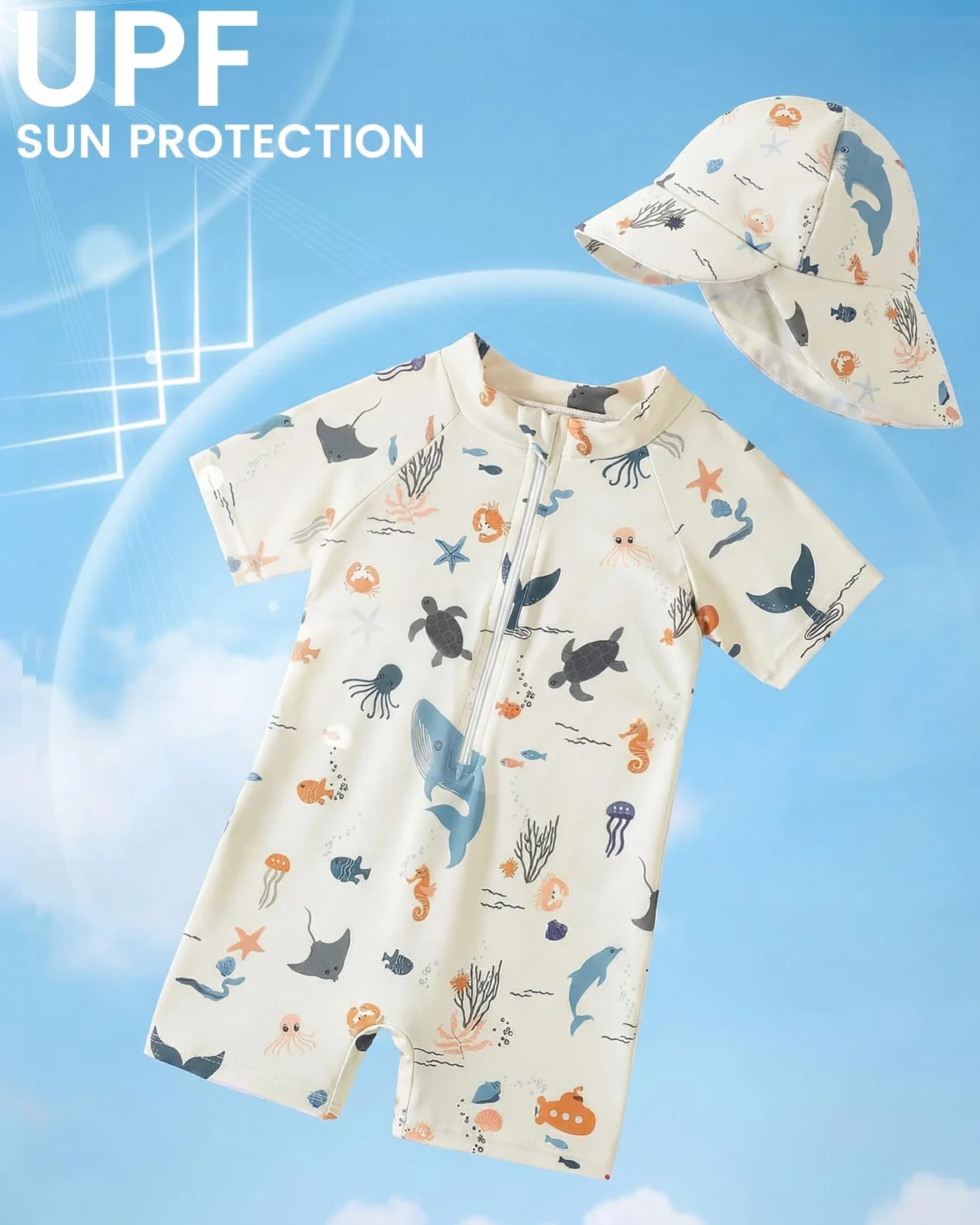 Costume da bagno intero per bambini DivingBirds protezione UV 3 mesi-4 anni