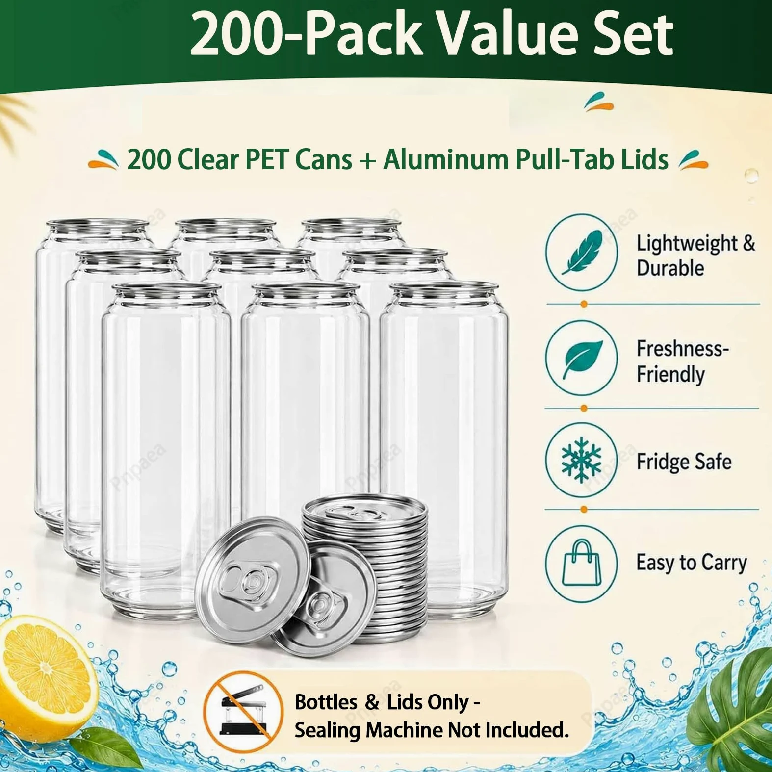 250ml-700ml Confezione da 200 Bicchieri di Plastica Monouso per Sigillare Lattine con Coperchi in Alluminio,A Tenuta Stagna,Compatibili con La Sigillatrice per Lattine 500ml