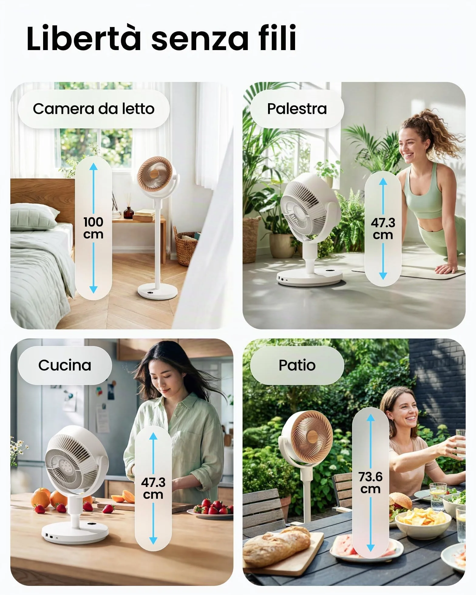 SwitchBot Ventilatore a circolazione d'aria a piantana RGB, silenzioso (22 dB) con telecomando, compatibile Matter via Hub, portata 9,15 m³/min, altezza regolabile, 4 modalità, 9 velocità, timer 9 ore