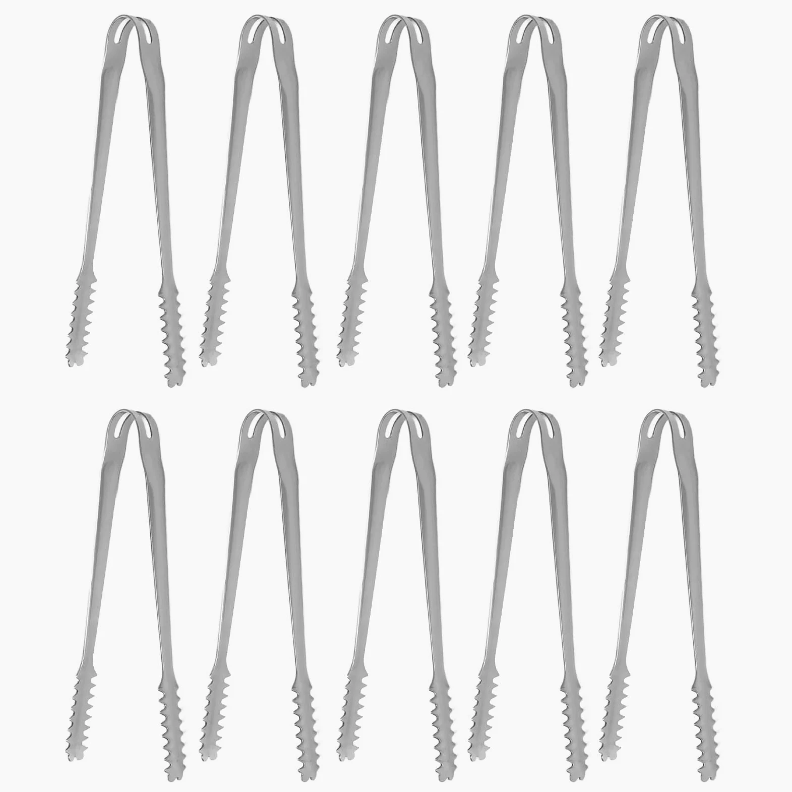 Pinze Per Ghiaccio in Acciaio Inossidabile da 10 Pezzi, Pinze Per Ghiaccio Mini Pinze Per Zucchero, Pinze Per Piccoli Antipasti, Pinze Per Servire Cibo da Cucina, Clip da Cucina a Dente (22.8CM)