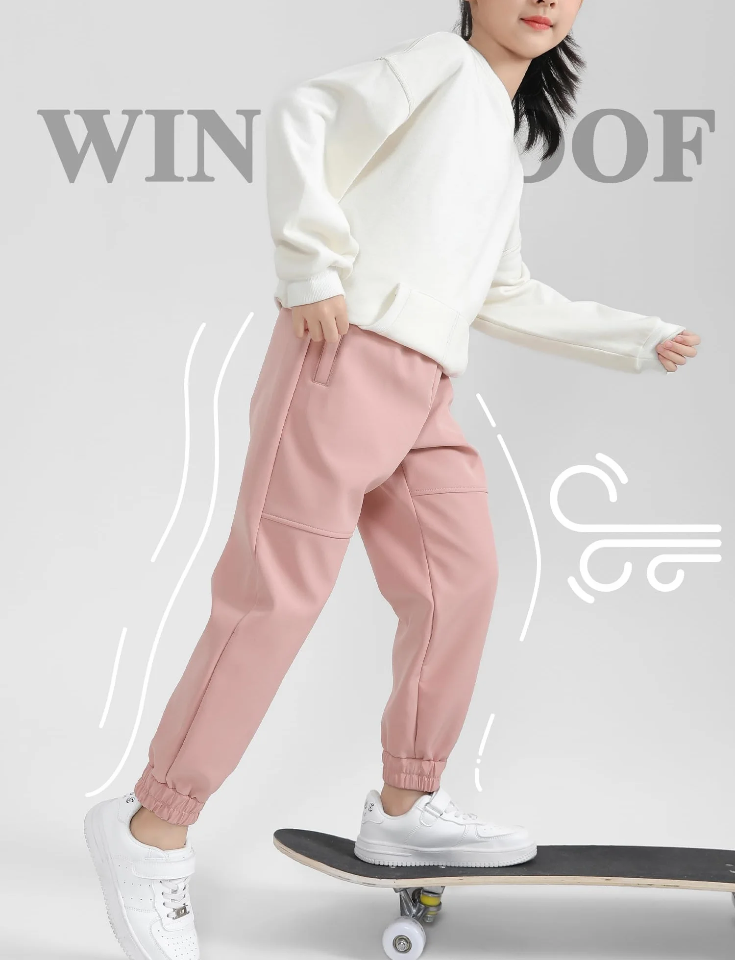 AIEOE Pantaloni sportivi lunghi per bambini, atletici, pantaloni da jogging per bambini, leggings termici con spessi e caldi, impermeabili, 120-170 cm