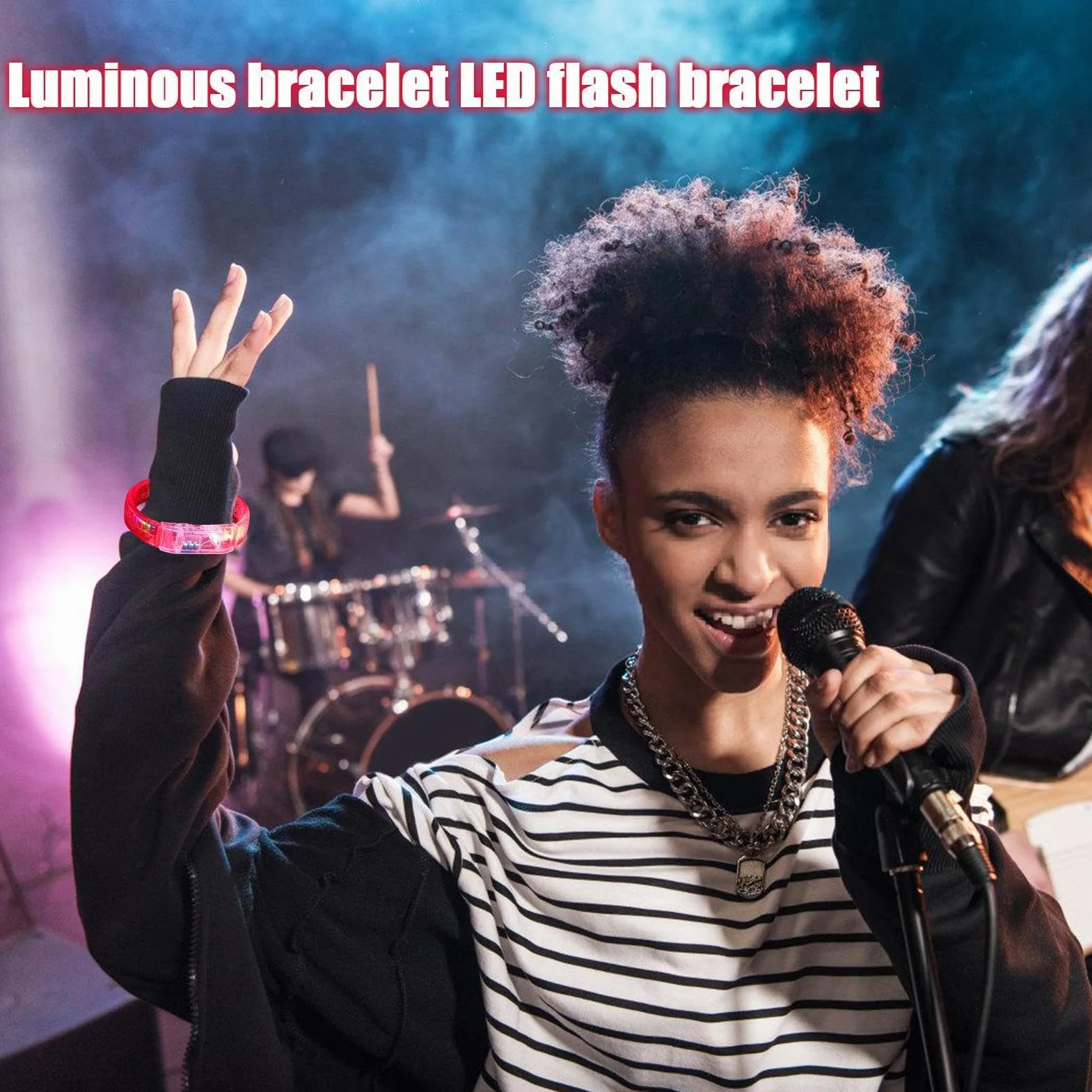 Braccialetti LED 2pz Luminosi Fluo Party Festival Eventi Celebrazioni