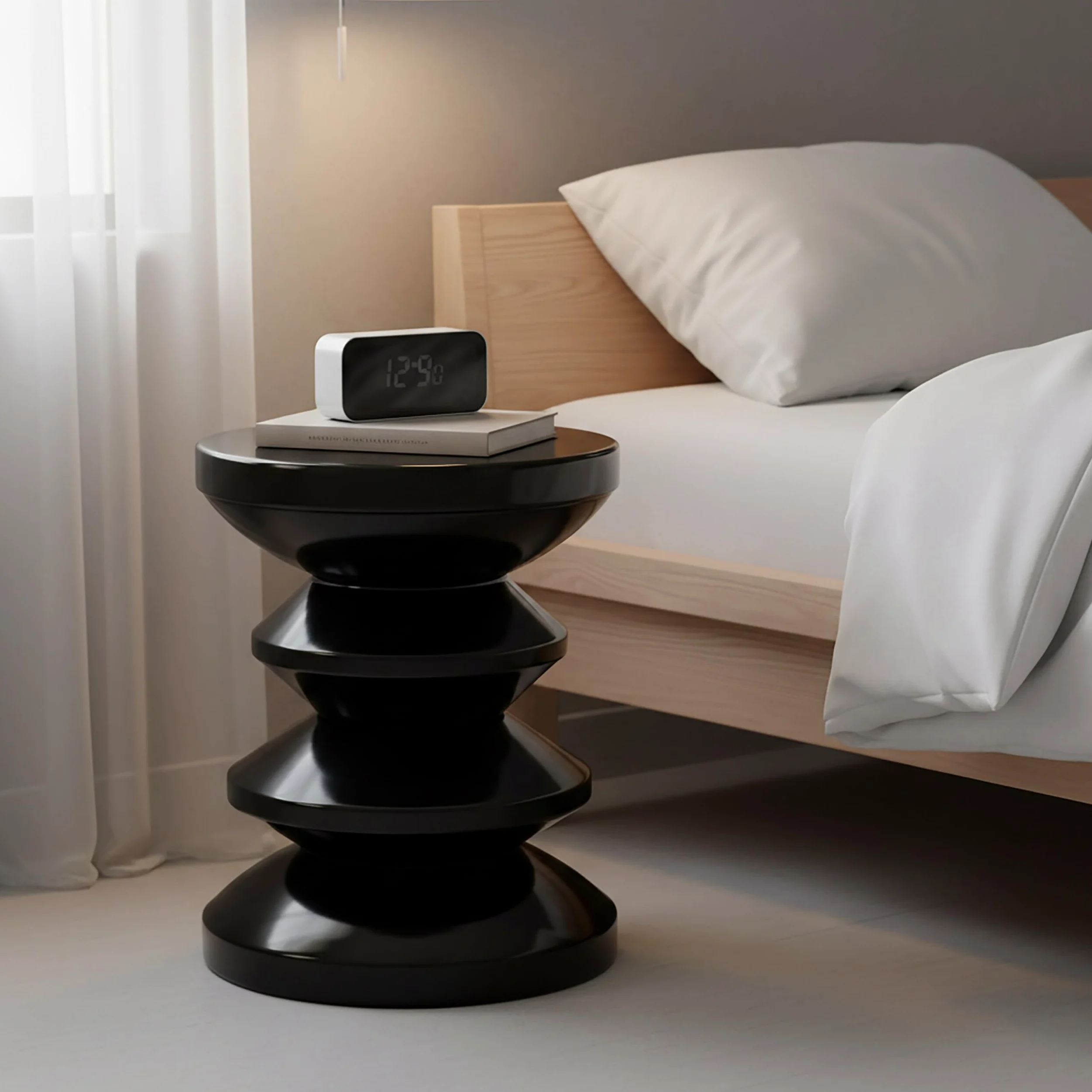 Relaxdays Tavolino & Sgabello, Zig-Zag, arredo Soggiorno, HxD: 46 x 35 cm, Metallo, Nero, Tavolini