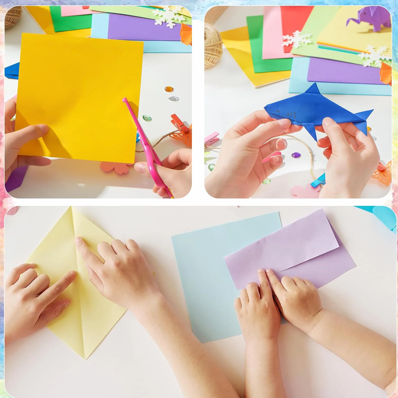 Carta A4 Colorati 20 Colori 200 Fogli 70 g/m² per Origami 21x29.7 cm