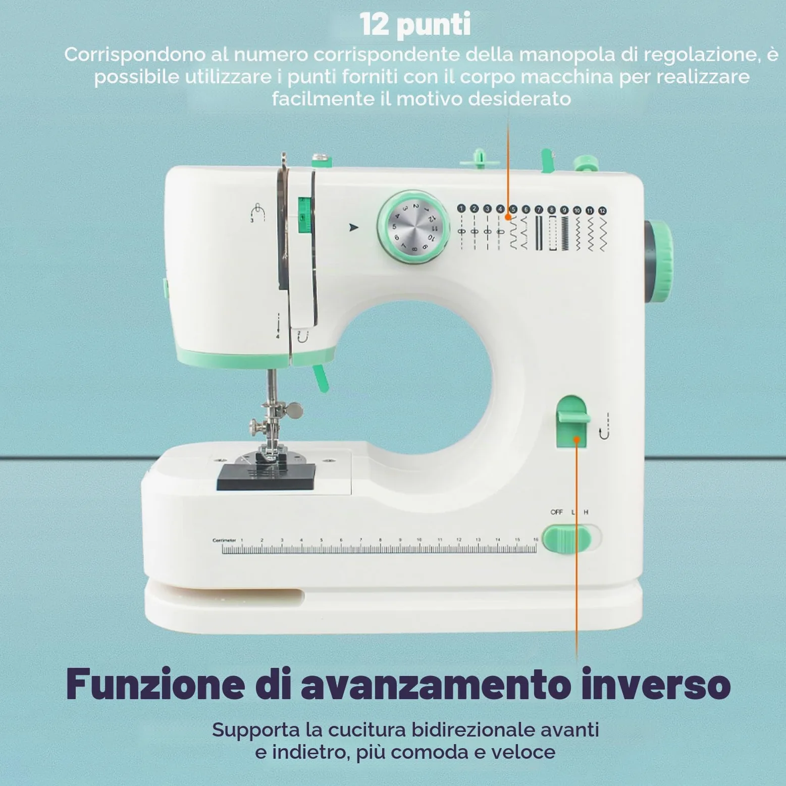 520 Macchina Da Cucire Portatile, Macchina Da Cucire Multifunzione Per Principianti E Professionisti, 12 Punti, Pedali, Accessori Per Cucire, Ideale Per Vestiti, Federe E Uso Domestico