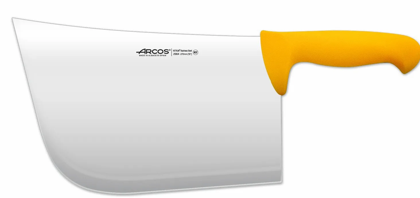 Arcos Coltello da Macellaio Cleaver con Lama in Acciaio Inossidabile 28 cm – Manico in Polipropilene, Sistema di Identificazione Colore, Resistente e Igienico – Giallo, Serie 2900