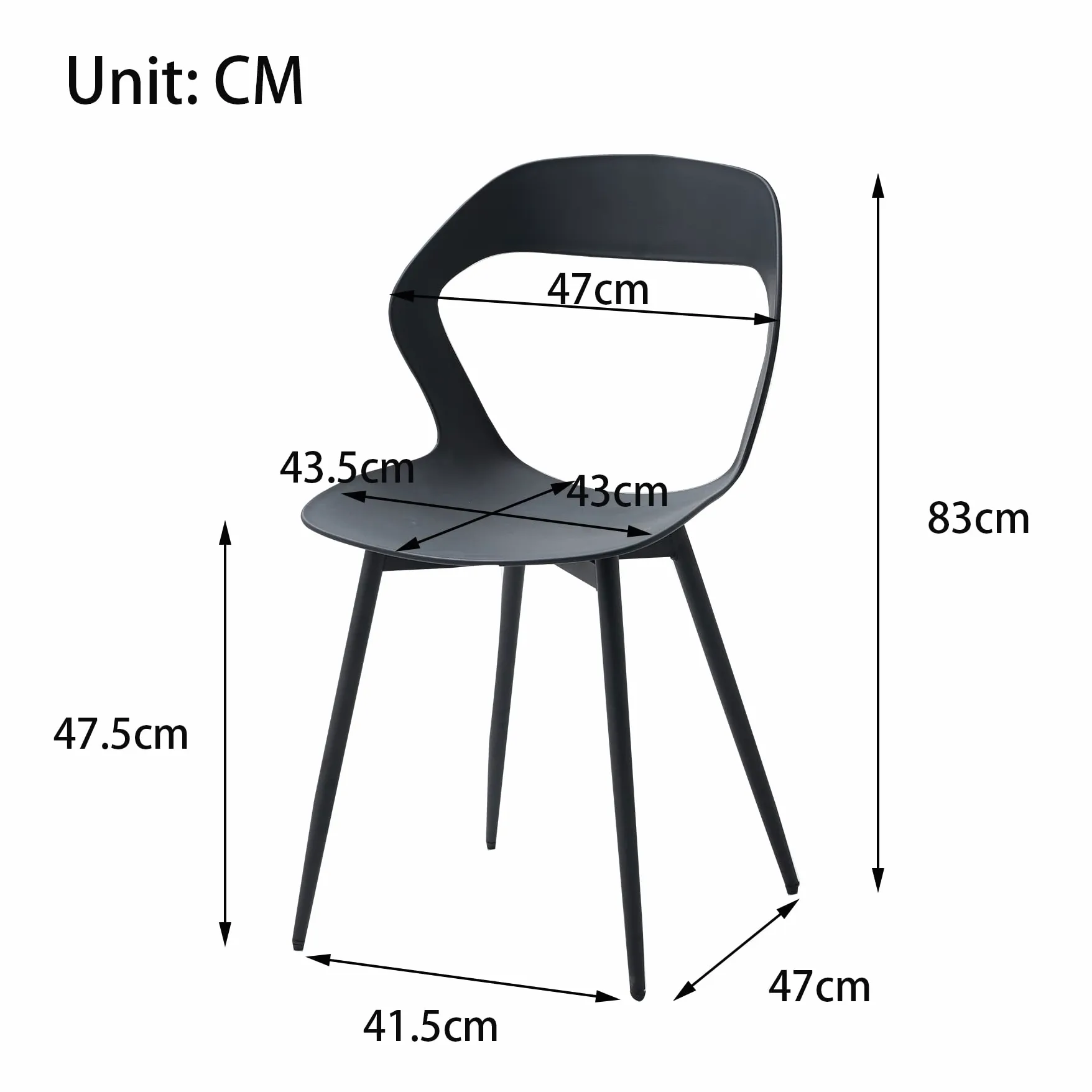 GrandCA HOME Set di 6 Sedie da Pranzo o Sedia da Ufficio con Gambe in Metallo, Sedie da Cucina per Soggiorno, Sala da Pranzo, Sala Riunioni,Nero+Nero